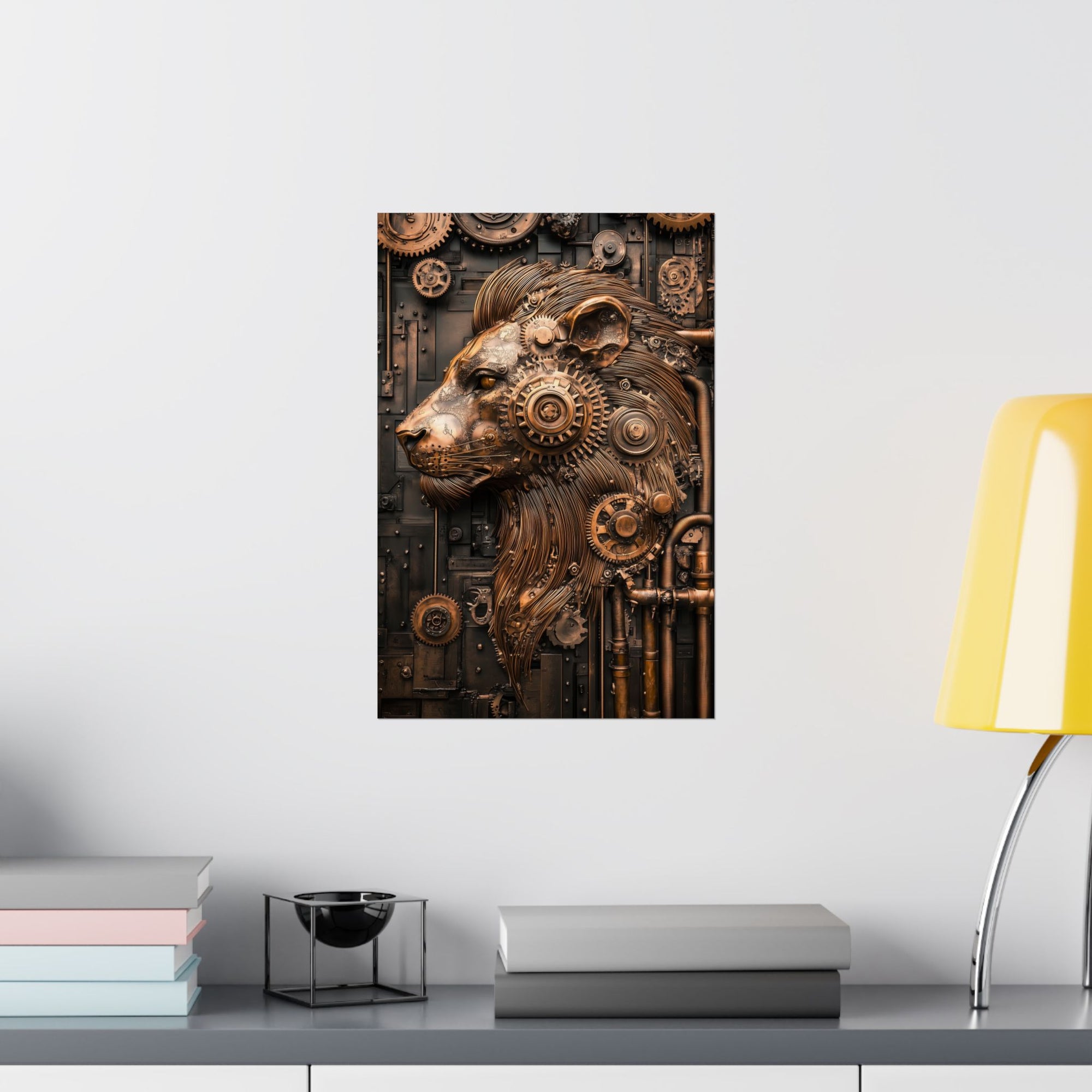 Steampunk Lion: Mechanical Marvel Poster