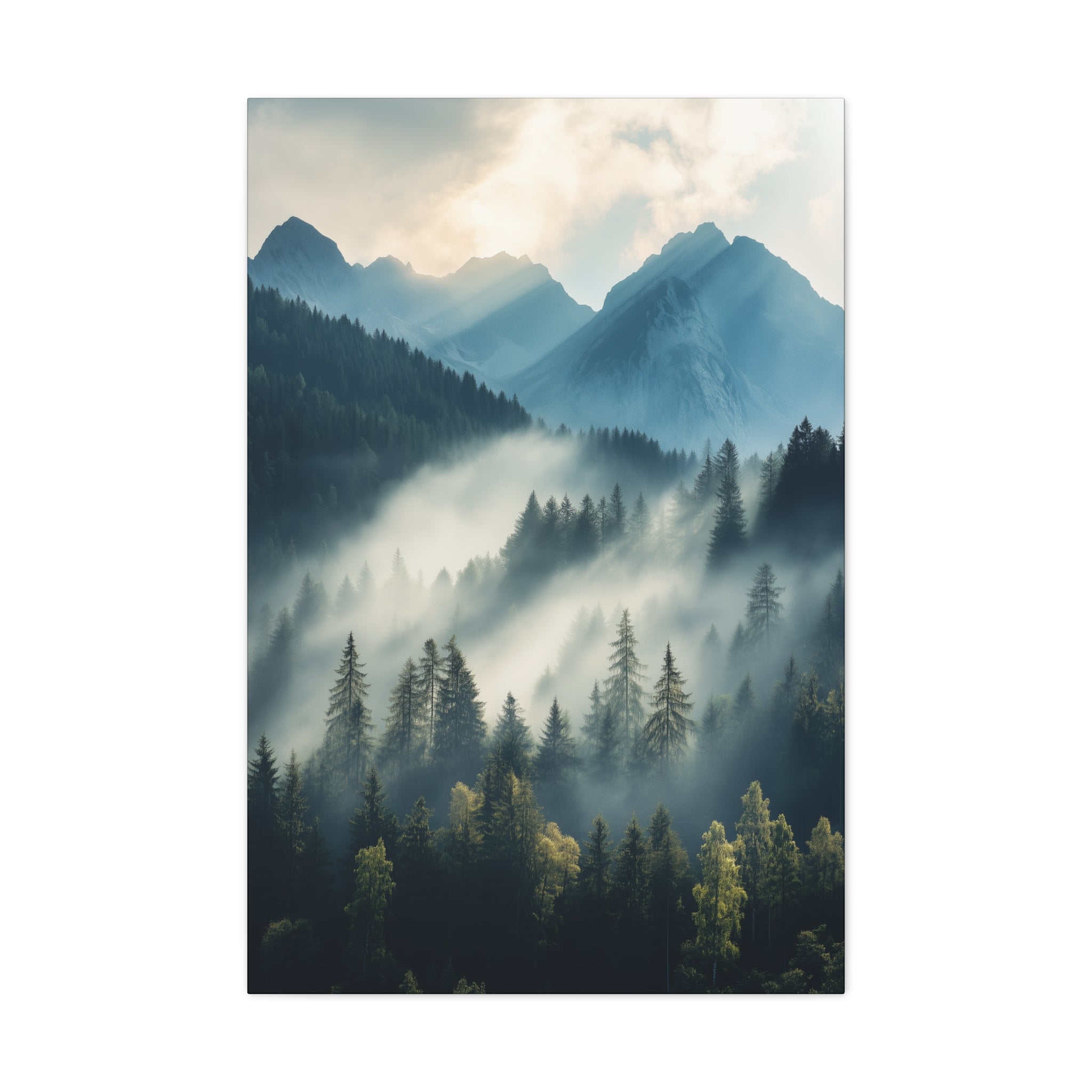 Misty Mountain Dreamscape Canvas Wall Art - SynthFrame