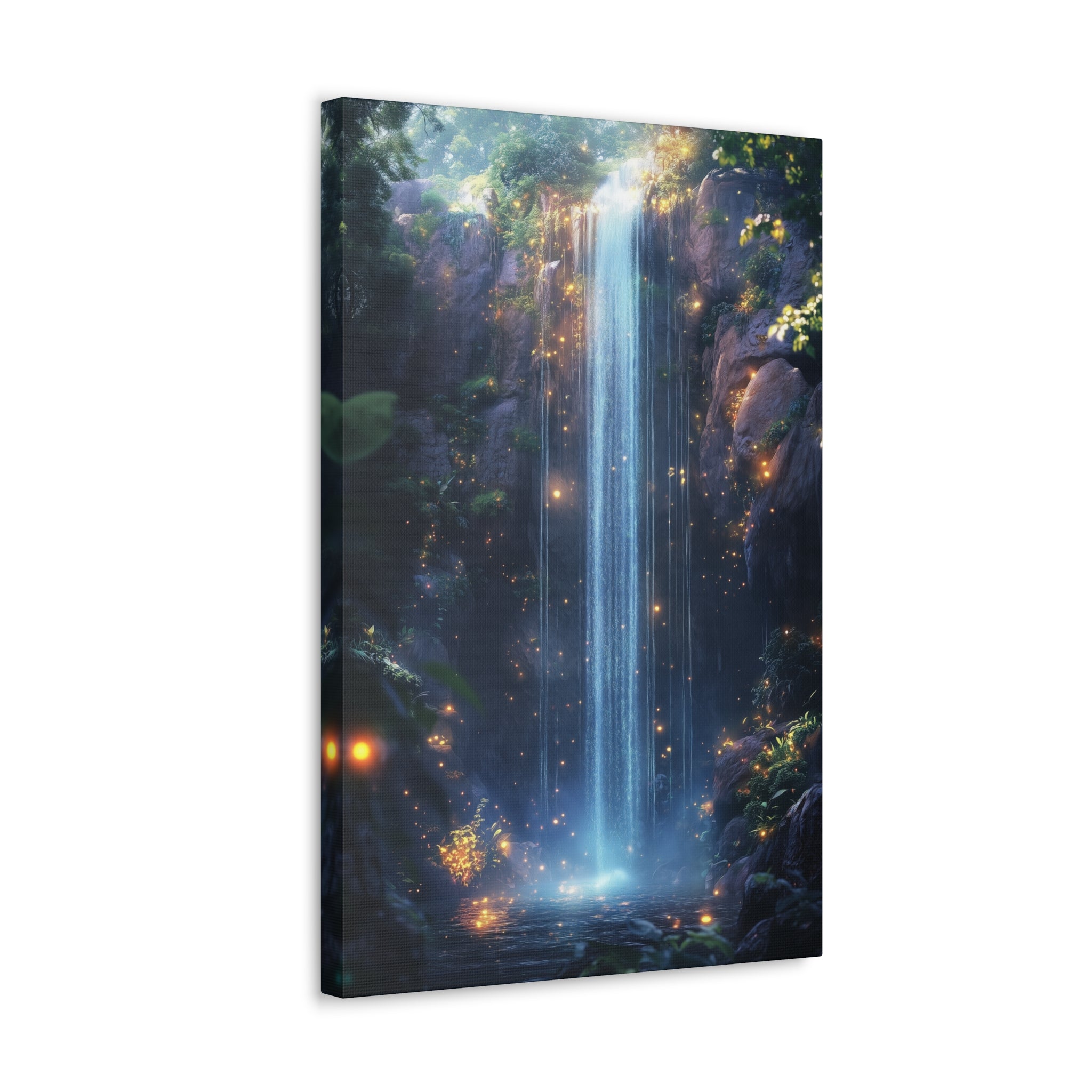 Enchanted Waterfall Oasis Canvas Wall Art - SynthFrame