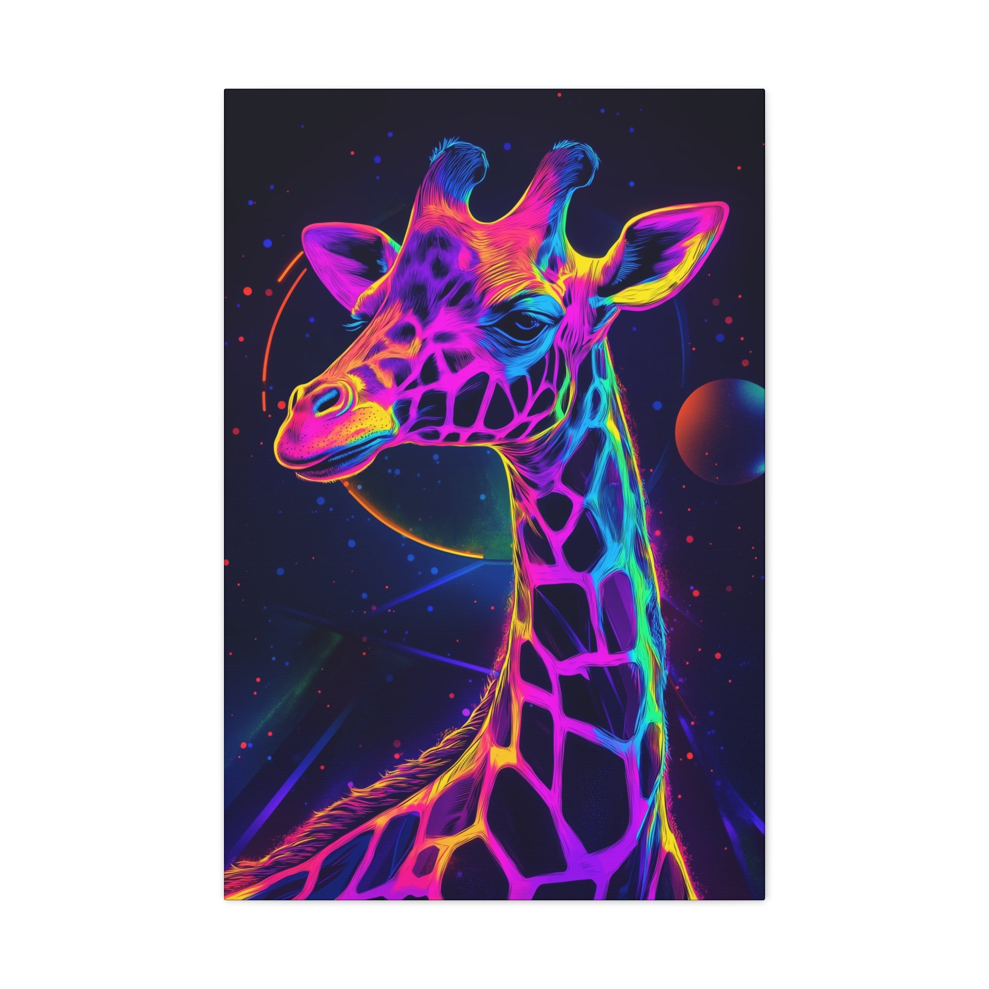 Neon Giraffe Canvas Wall Art - SynthFrame