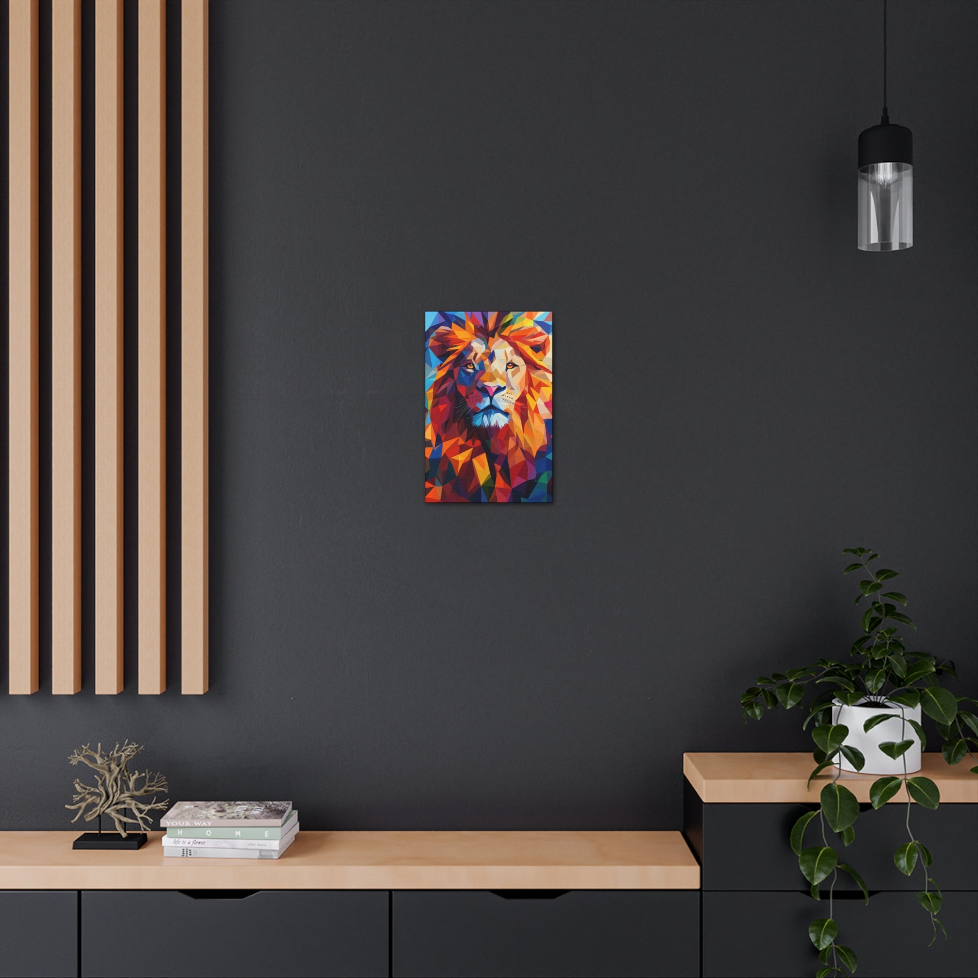 Crystalline Lion Canvas Wall Art - SynthFrame