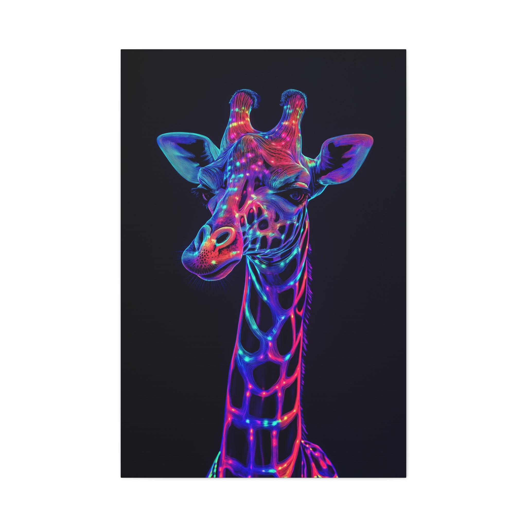 Neon Giraffe Canvas Wall Art - SynthFrame