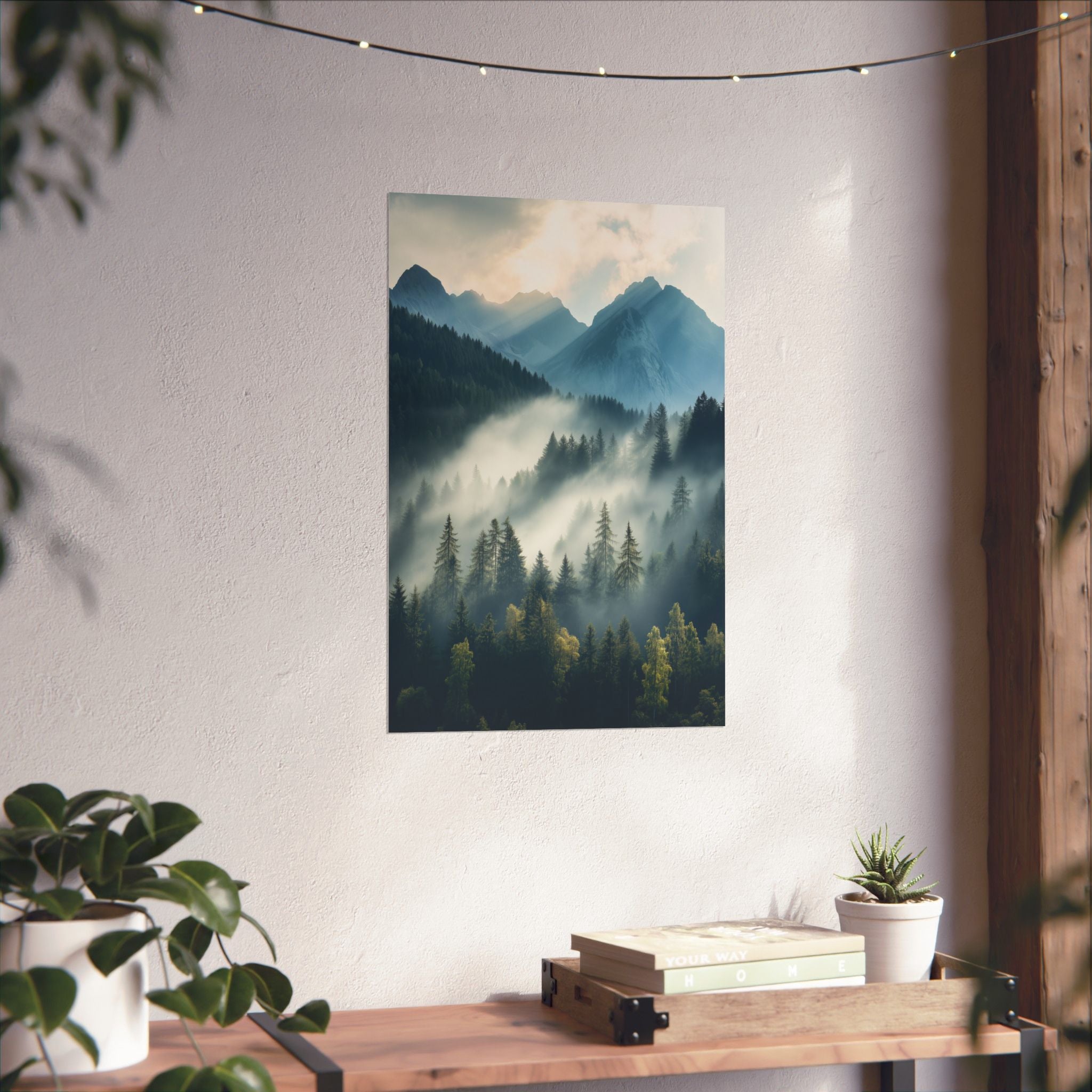 Misty Mountain Dreamscape Poster Wall Art - SynthFrame