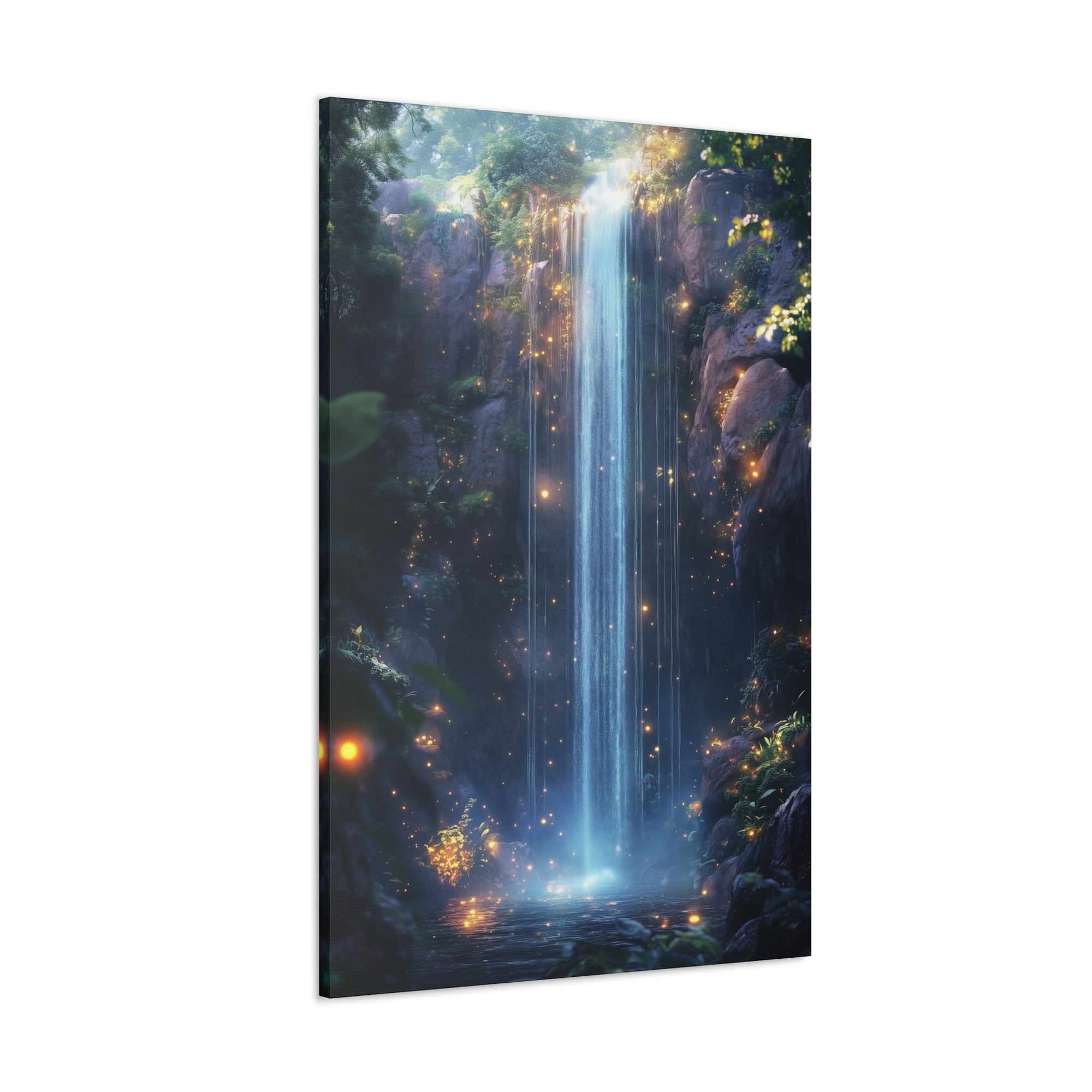 Enchanted Waterfall Oasis Canvas Wall Art - SynthFrame