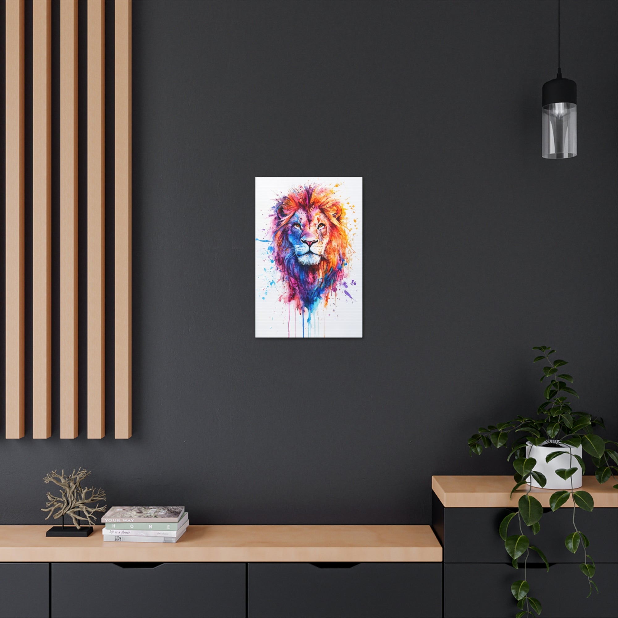 Watercolor Lion Canvas Wall Art - SynthFrame