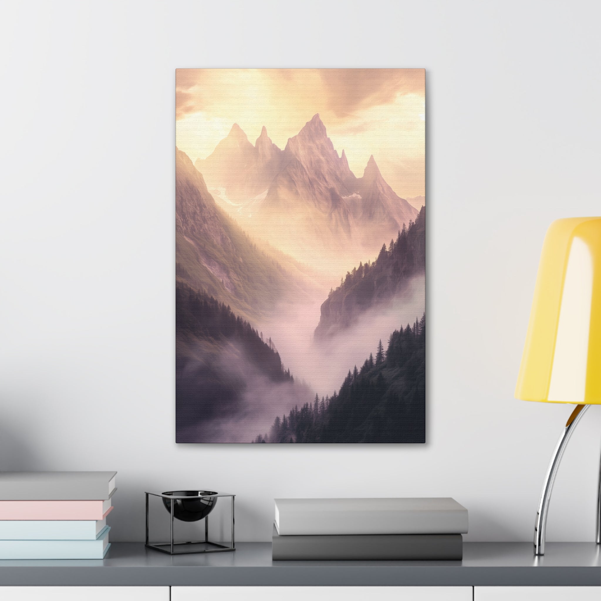 Misty Mountain Dreamscape Canvas Wall Art - SynthFrame