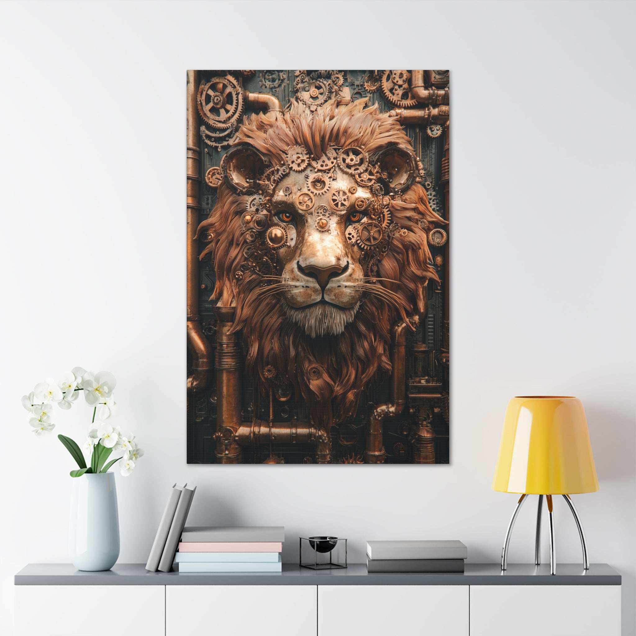 Steampunk Lion Canvas Wall Art - SynthFrame