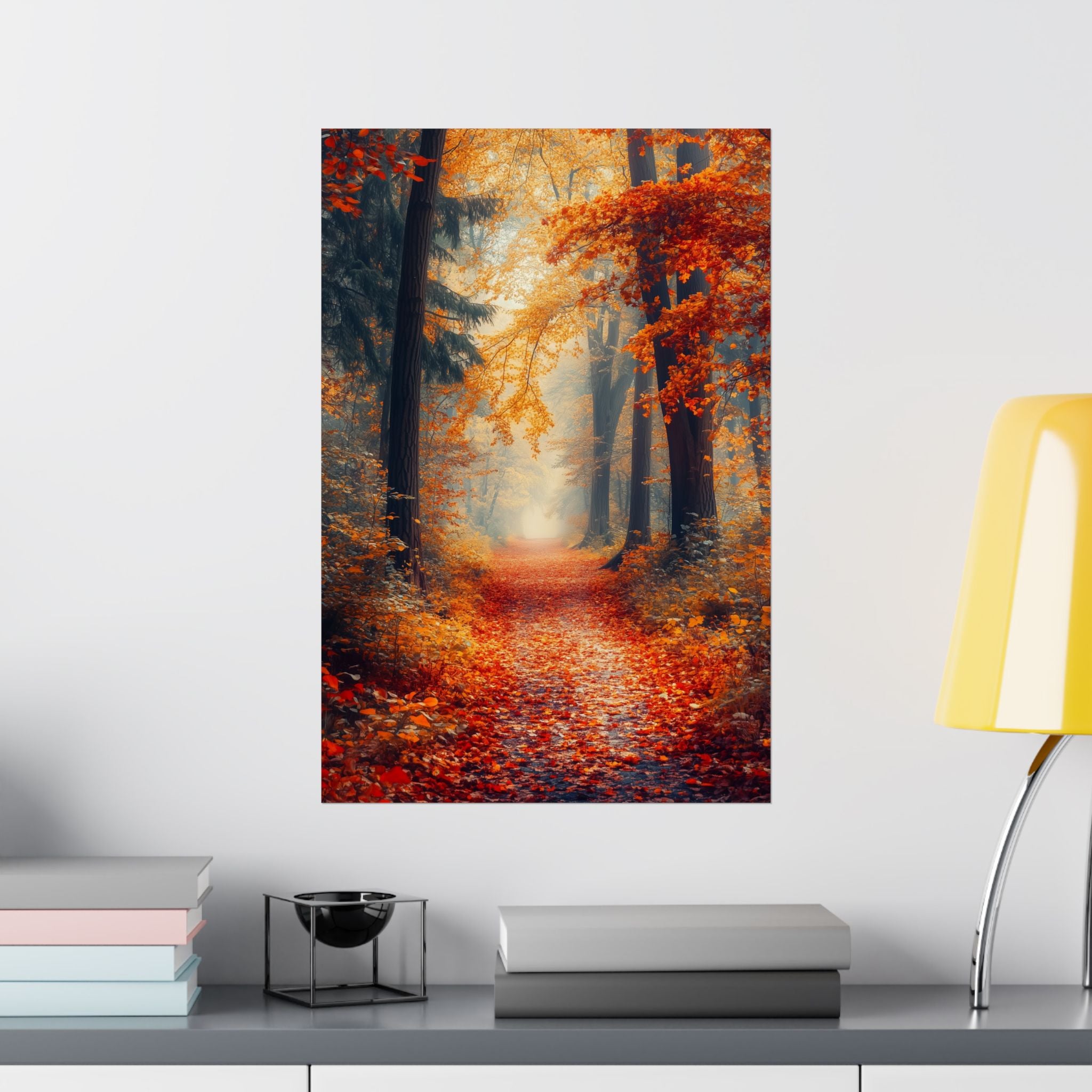 Autumn Forest Path Poster Wall Art - SynthFrame