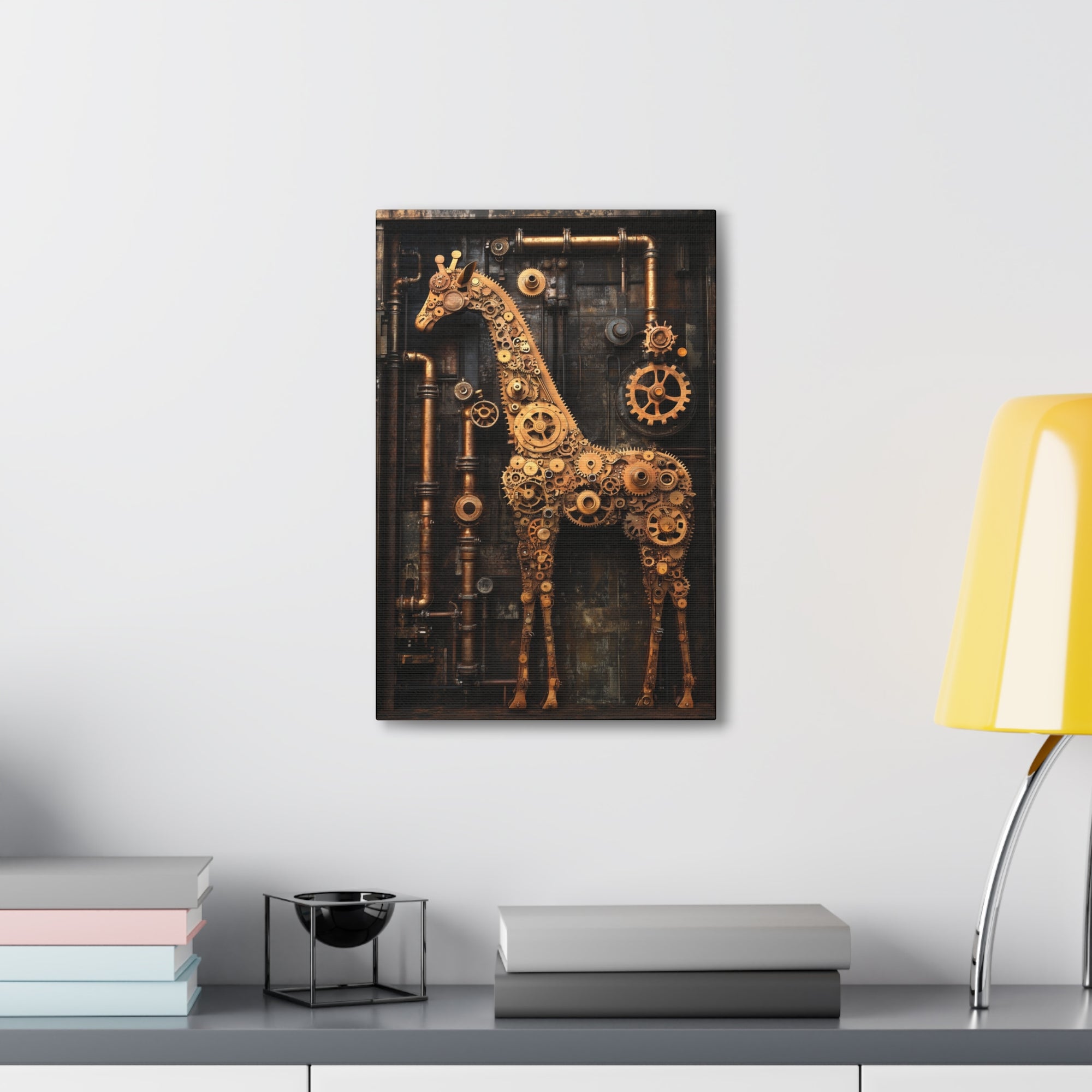 Steampunk Giraffe Canvas Wall Art - SynthFrame