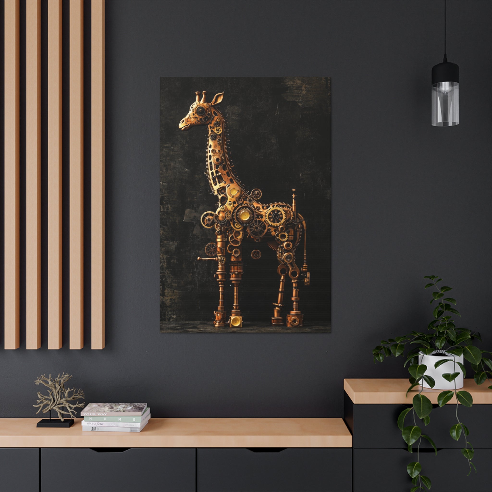 Steampunk Giraffe Canvas Wall Art - SynthFrame