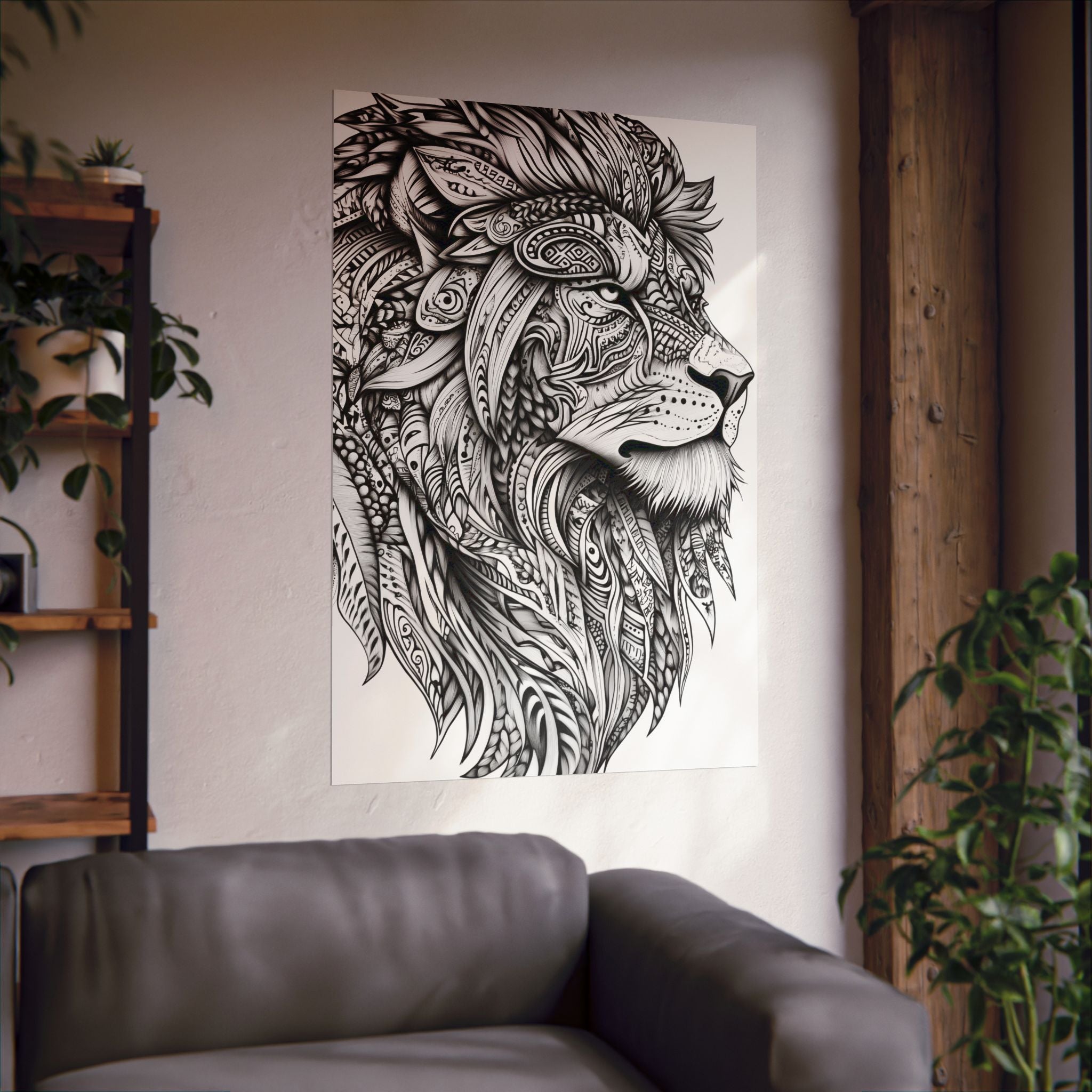 Zentangle Lion Poster