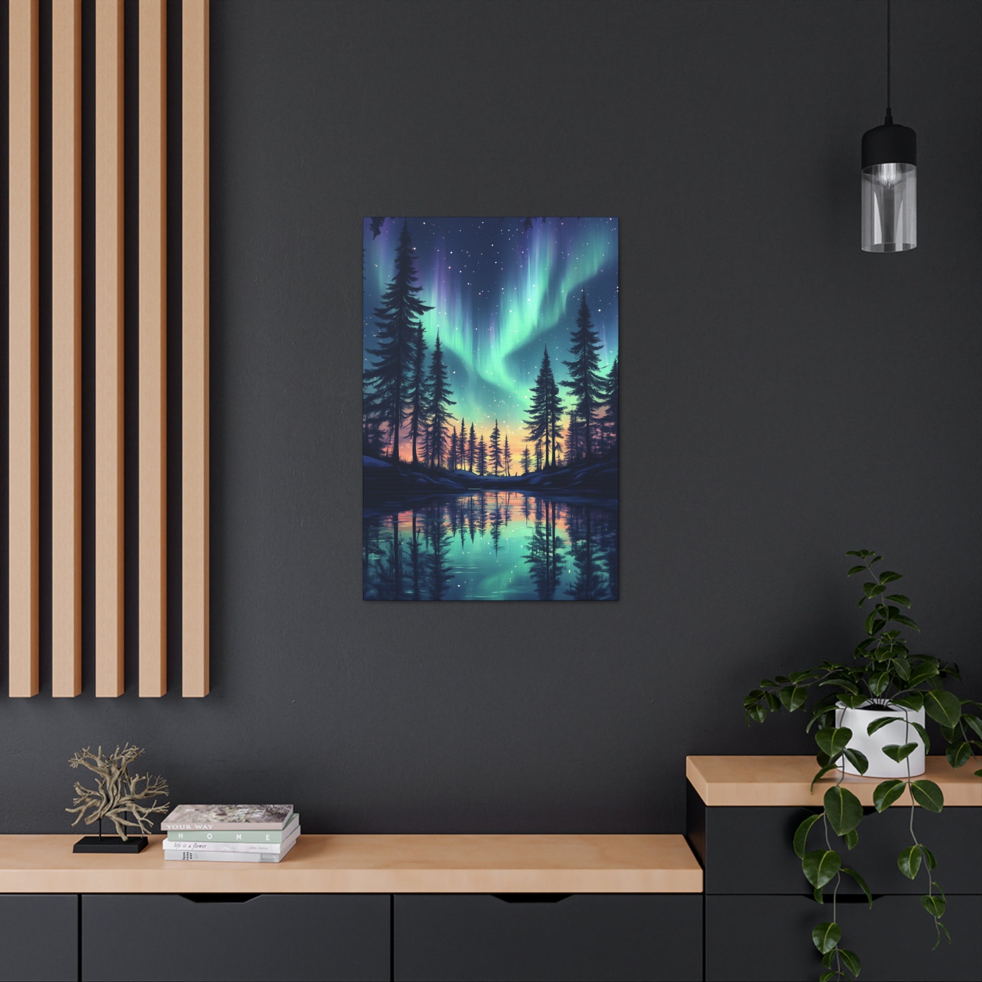 Northern Lights Wonder Canvas Wall Art - SynthFrame