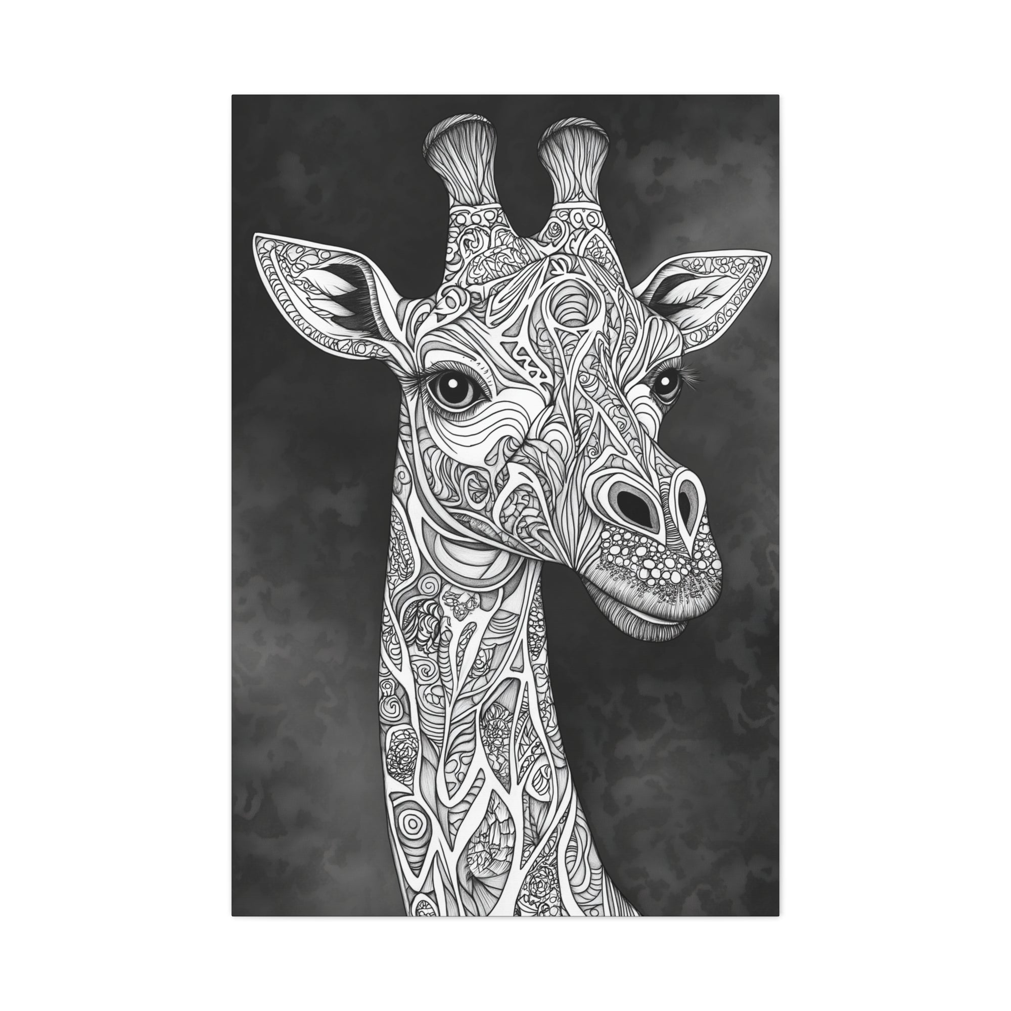 Zentangle Giraffe Canvas Wall Art - SynthFrame