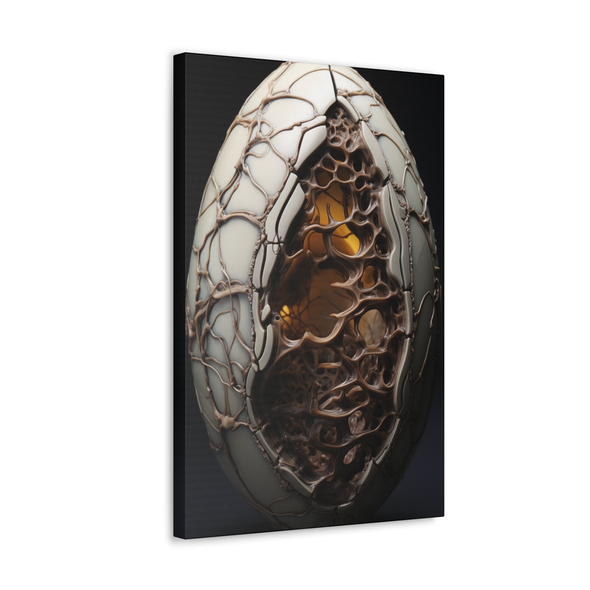 White Alien Egg 5 Canvas Wall Art - SynthFrame