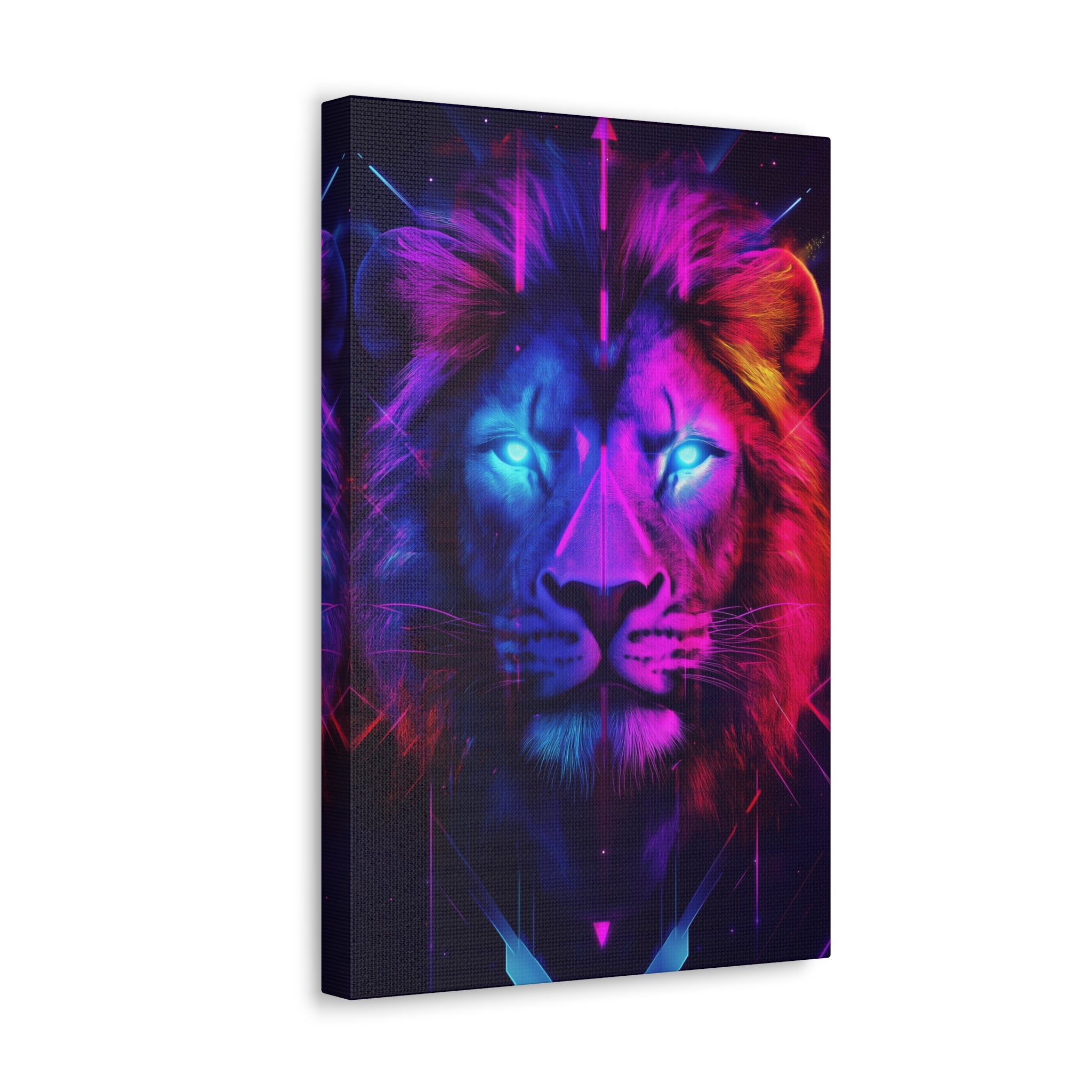 Neon Lion Canvas Wall Art - SynthFrame