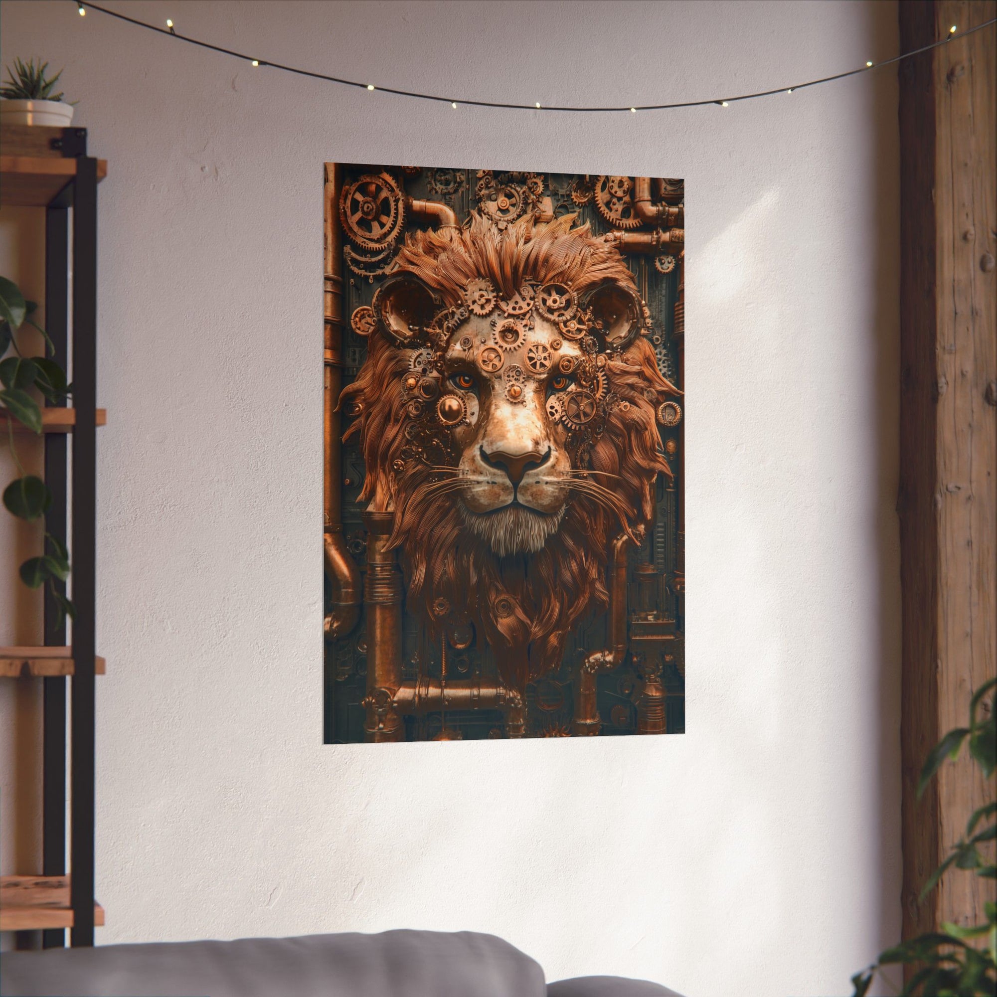 Steampunk Lion: Mechanical Marvel Poster