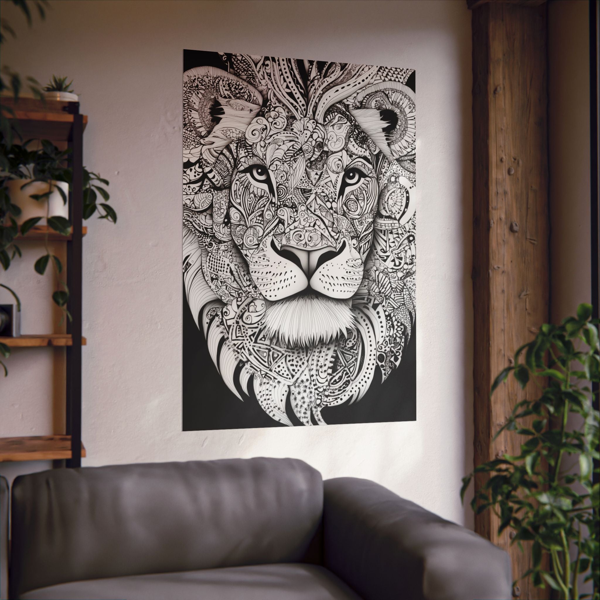 Zentangle Lion Poster