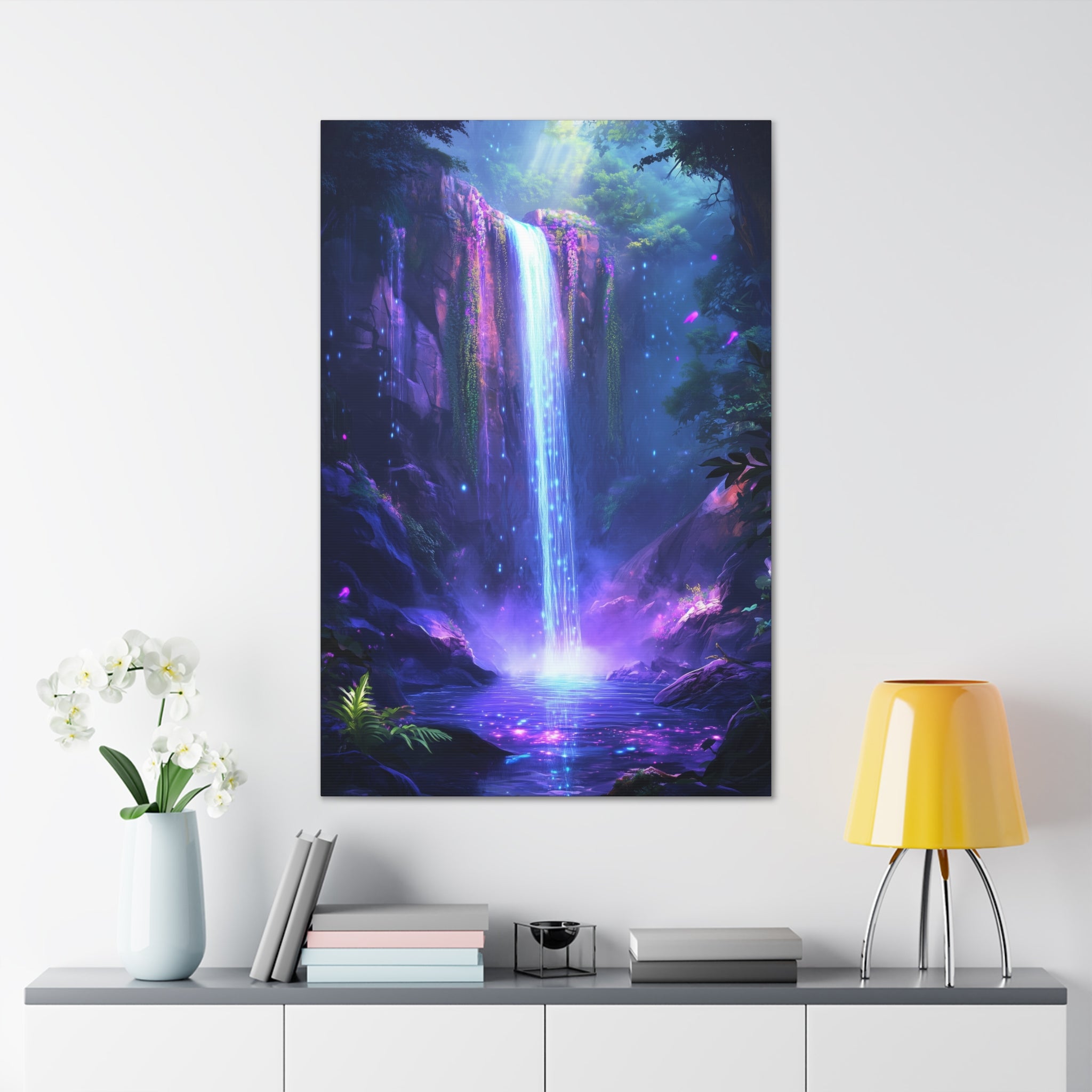 Enchanted Waterfall Oasis Canvas Wall Art - SynthFrame