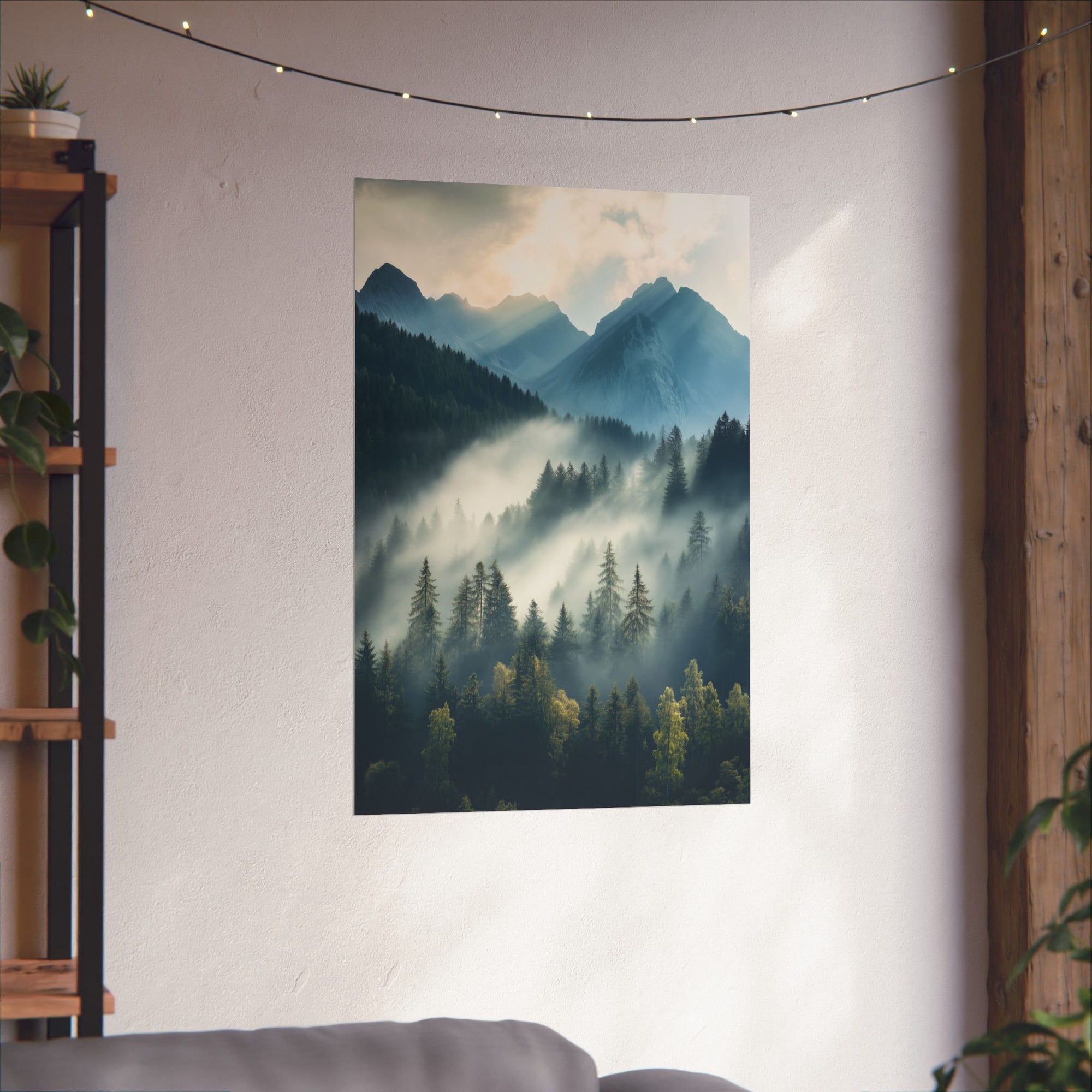 Misty Mountain Dreamscape Poster Wall Art - SynthFrame