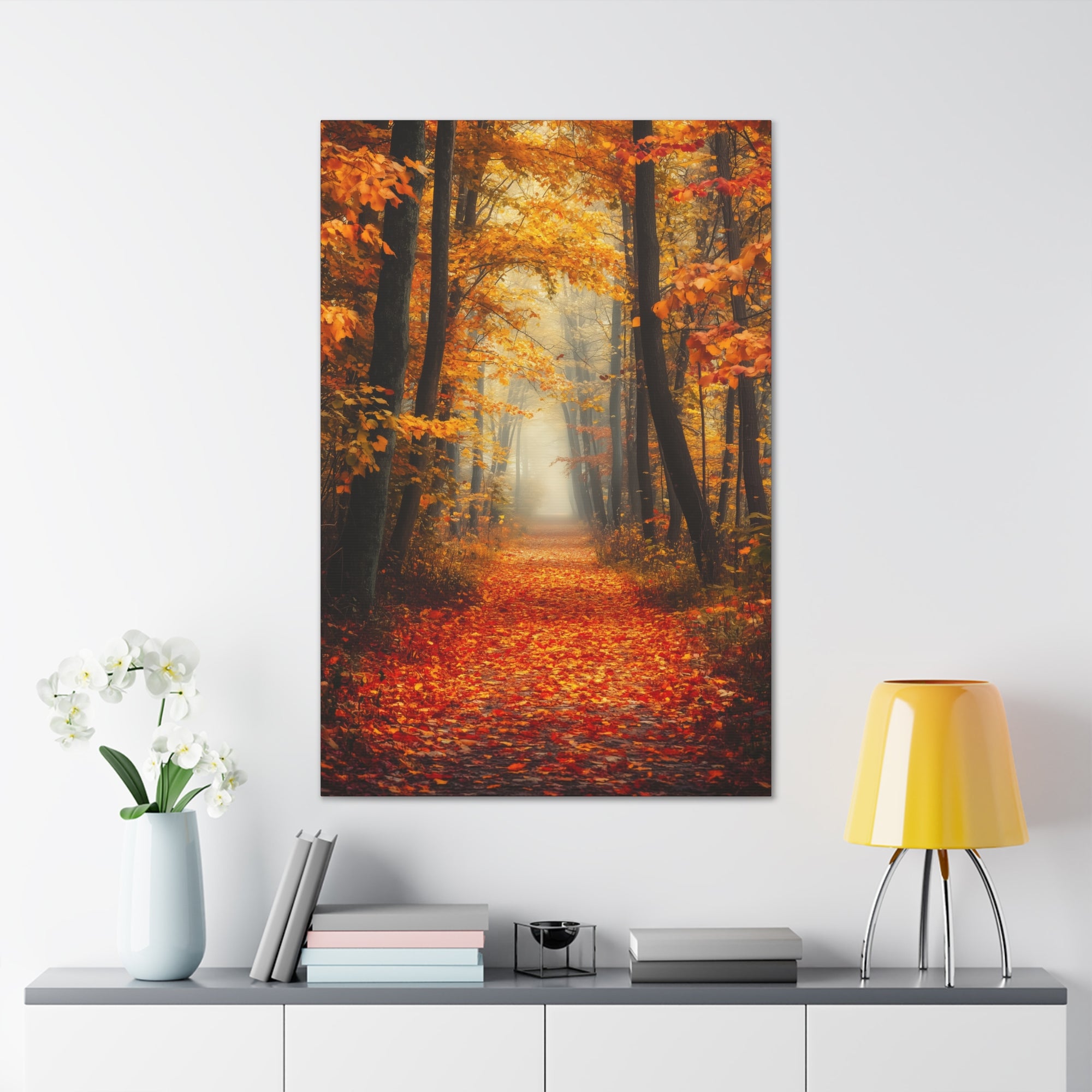 Autumn Forest Path Canvas Wall Art - SynthFrame