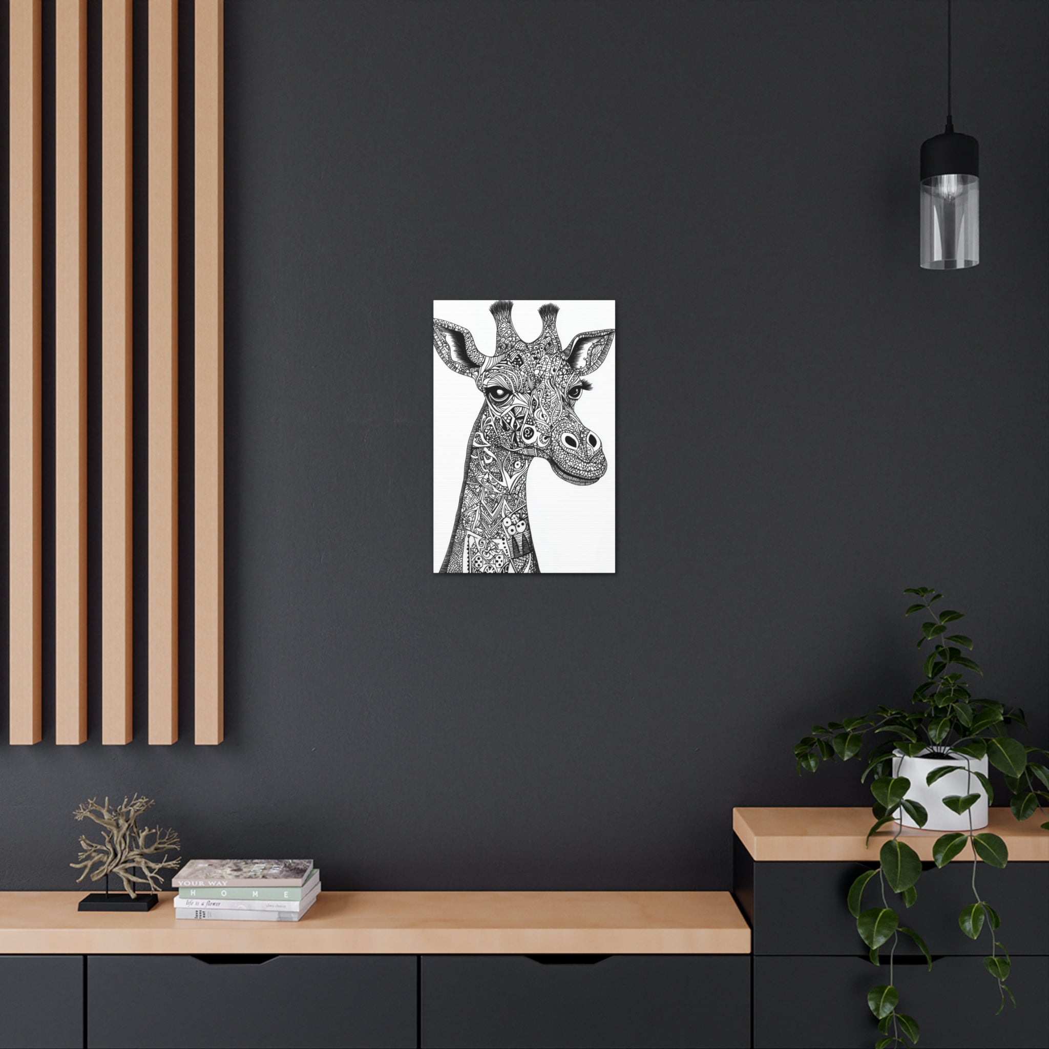 Zentangle Giraffe Canvas Wall Art - SynthFrame