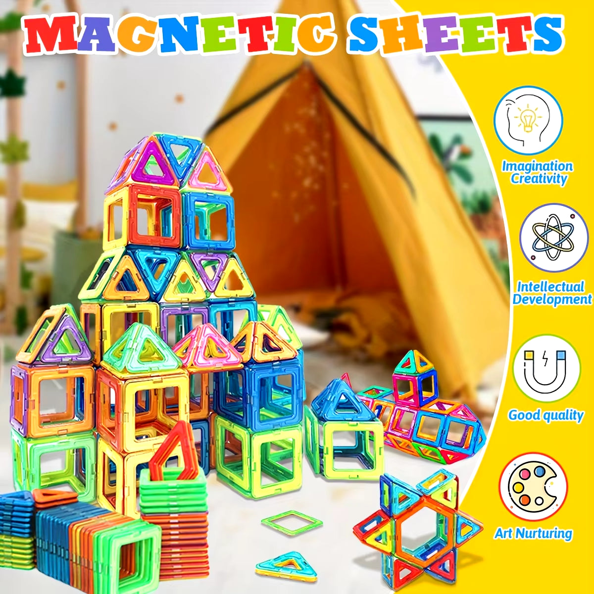 Magnetic Tiles Magnetic Toys for Boys Girls Magnetic Blocks Building Set for Toddlers Educational Toys Kids DIY Montessori Gifts