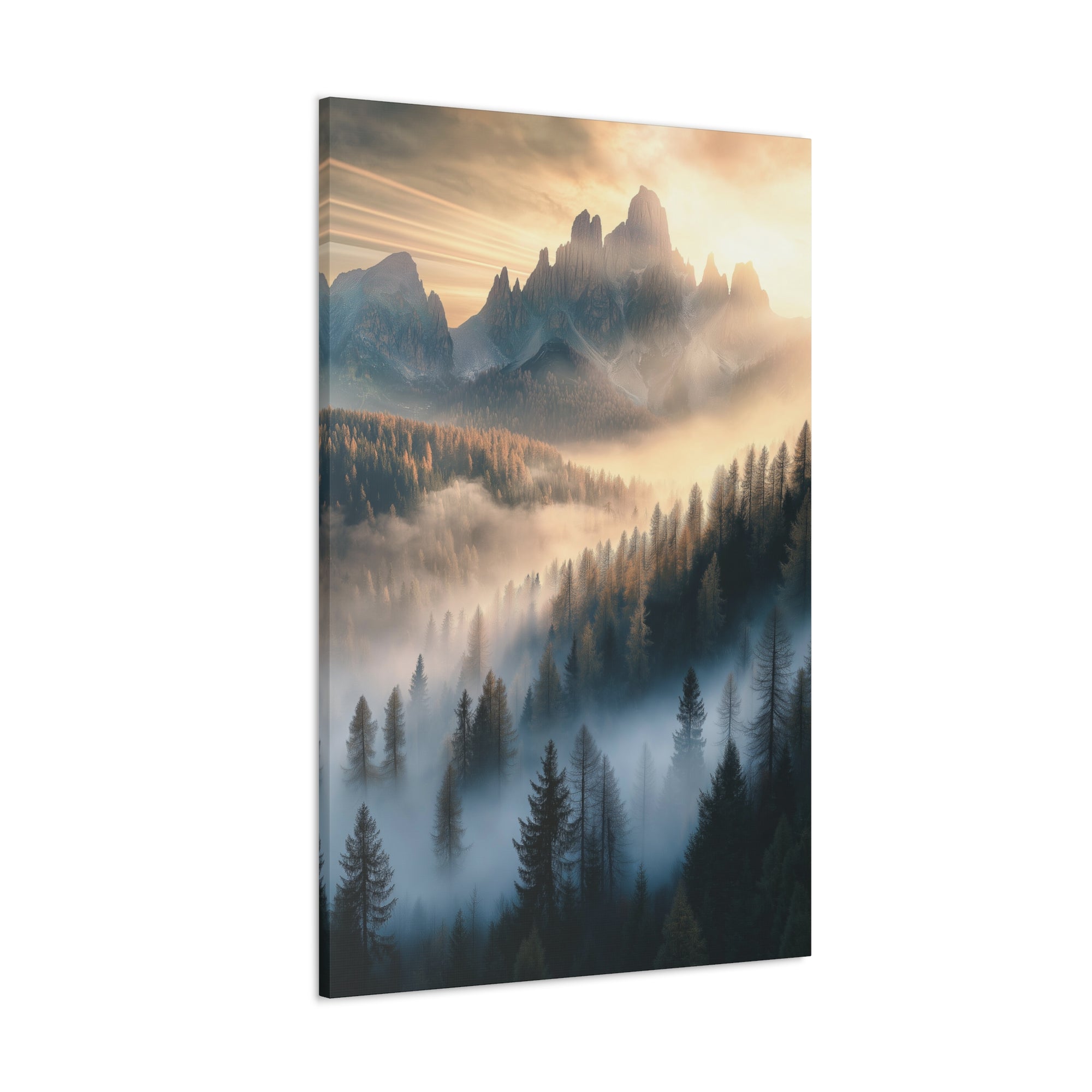 Misty Mountain Dreamscape Canvas Wall Art - SynthFrame