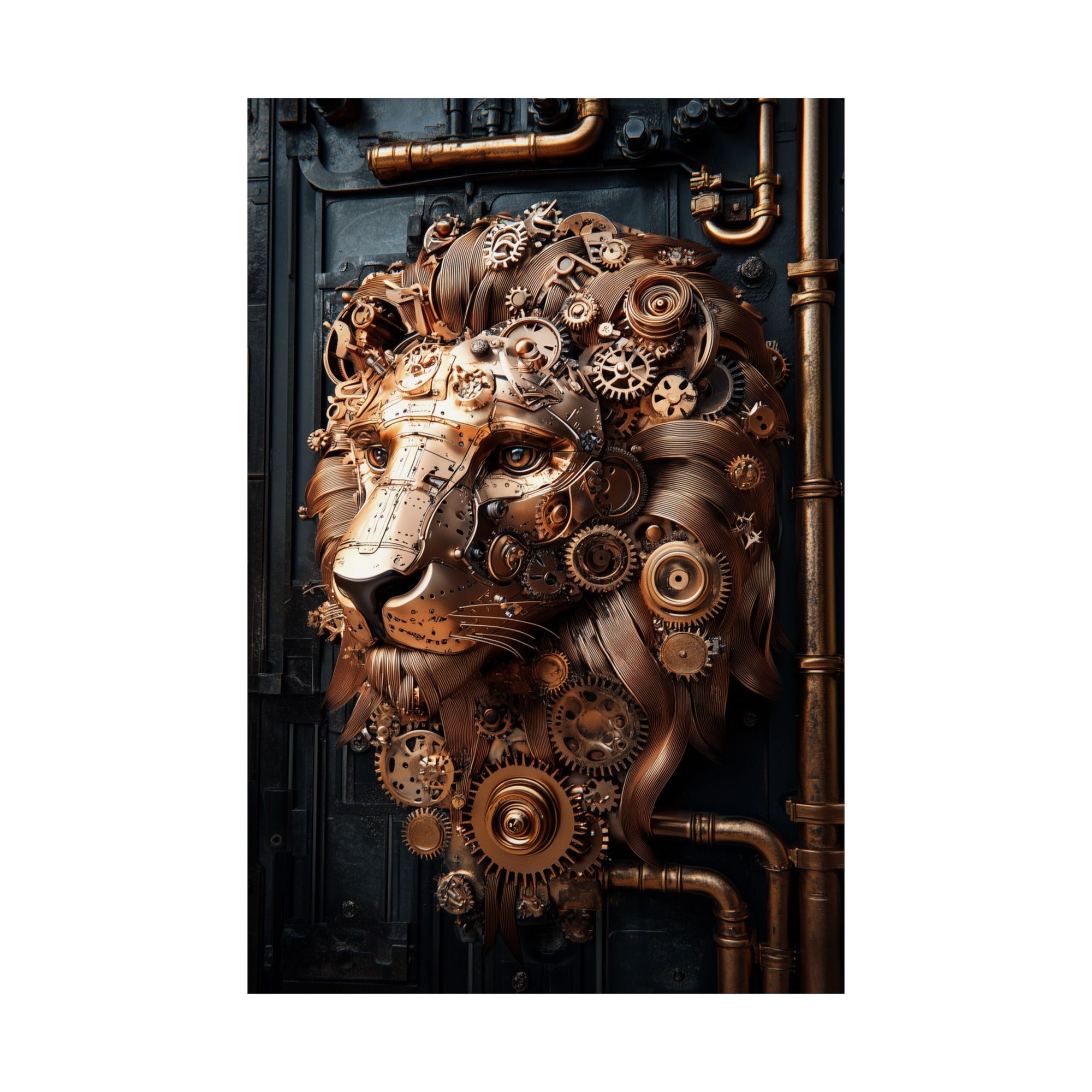 Steampunk Lion: Mechanical Marvel Poster