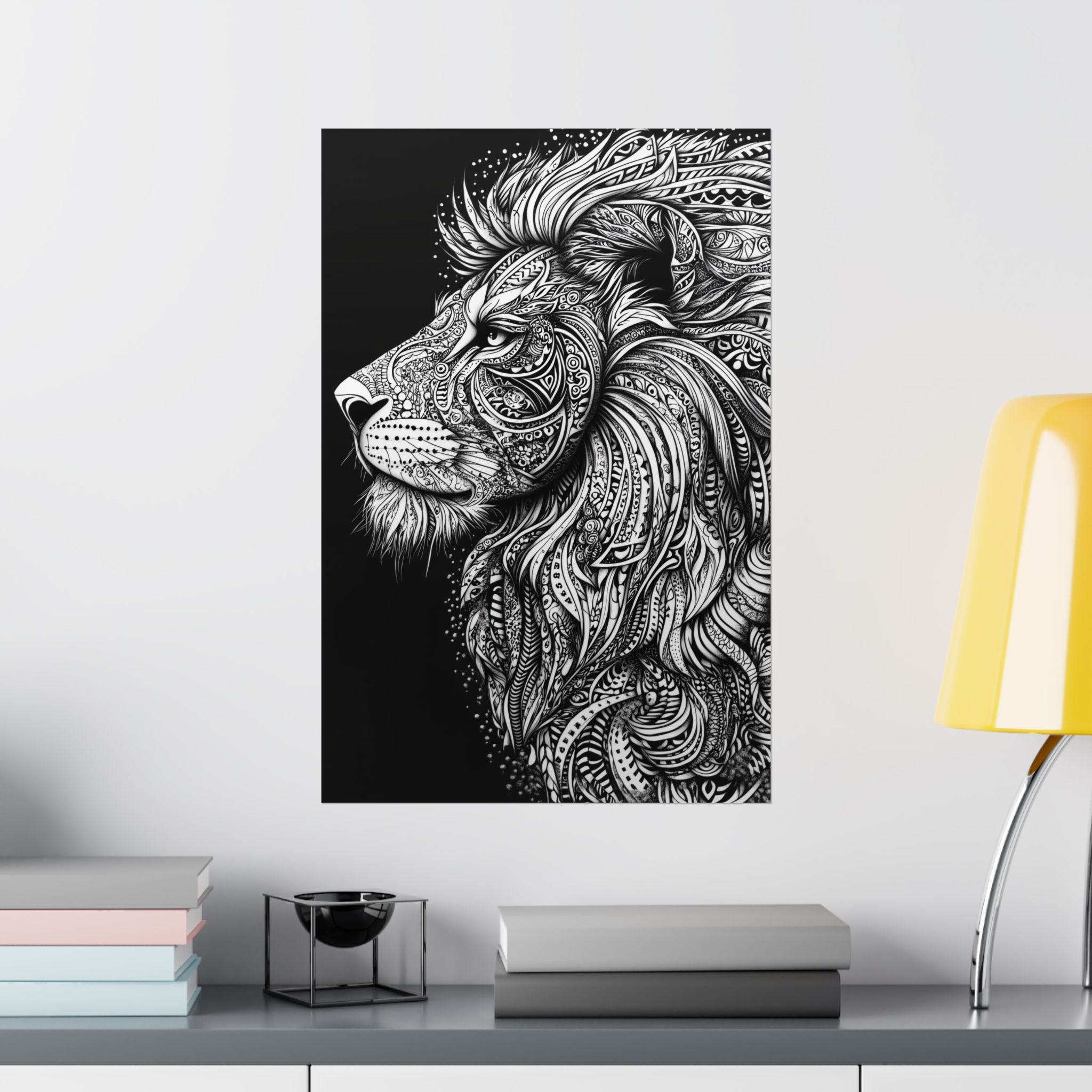 Zentangle Lion Poster