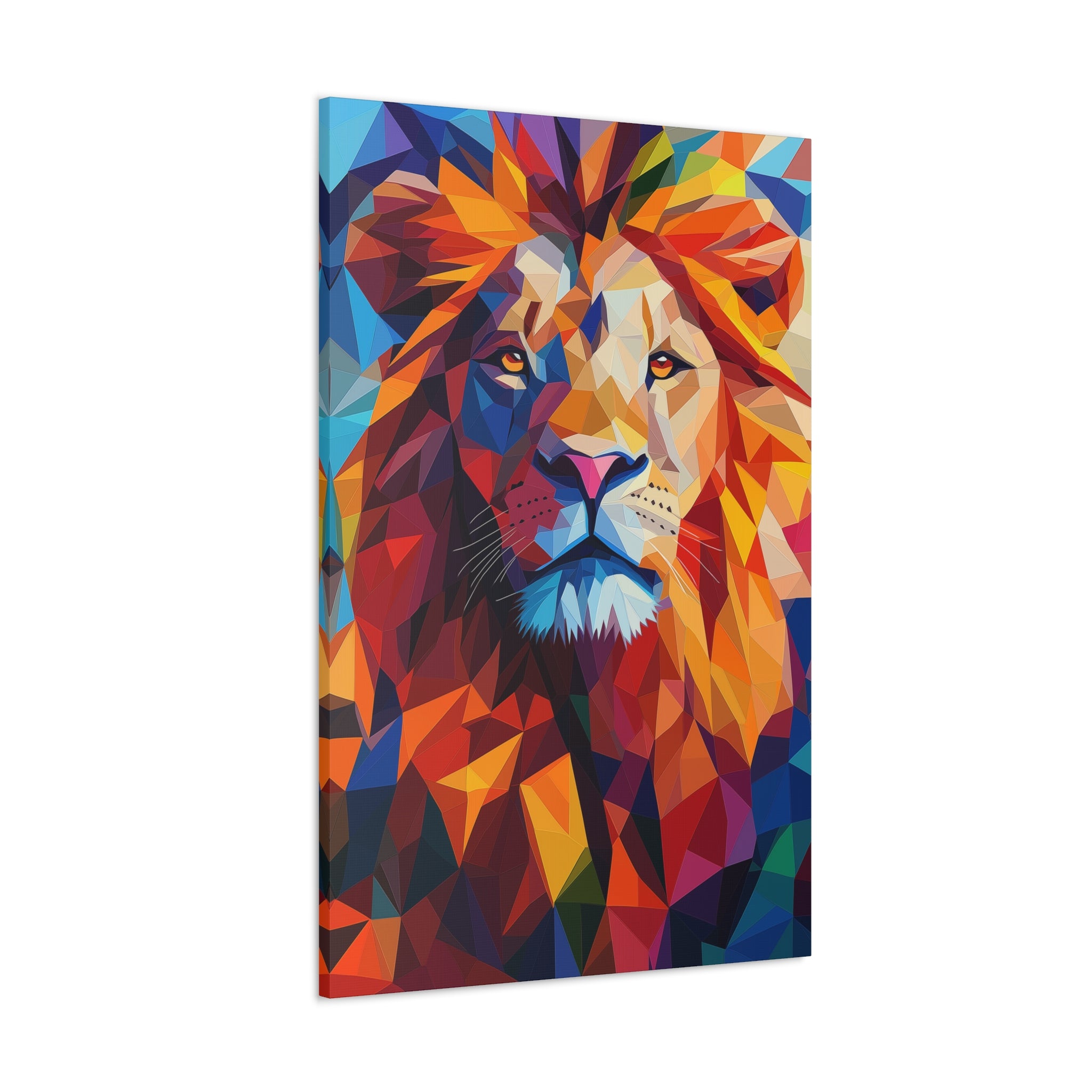 Crystalline Lion Canvas Wall Art - SynthFrame