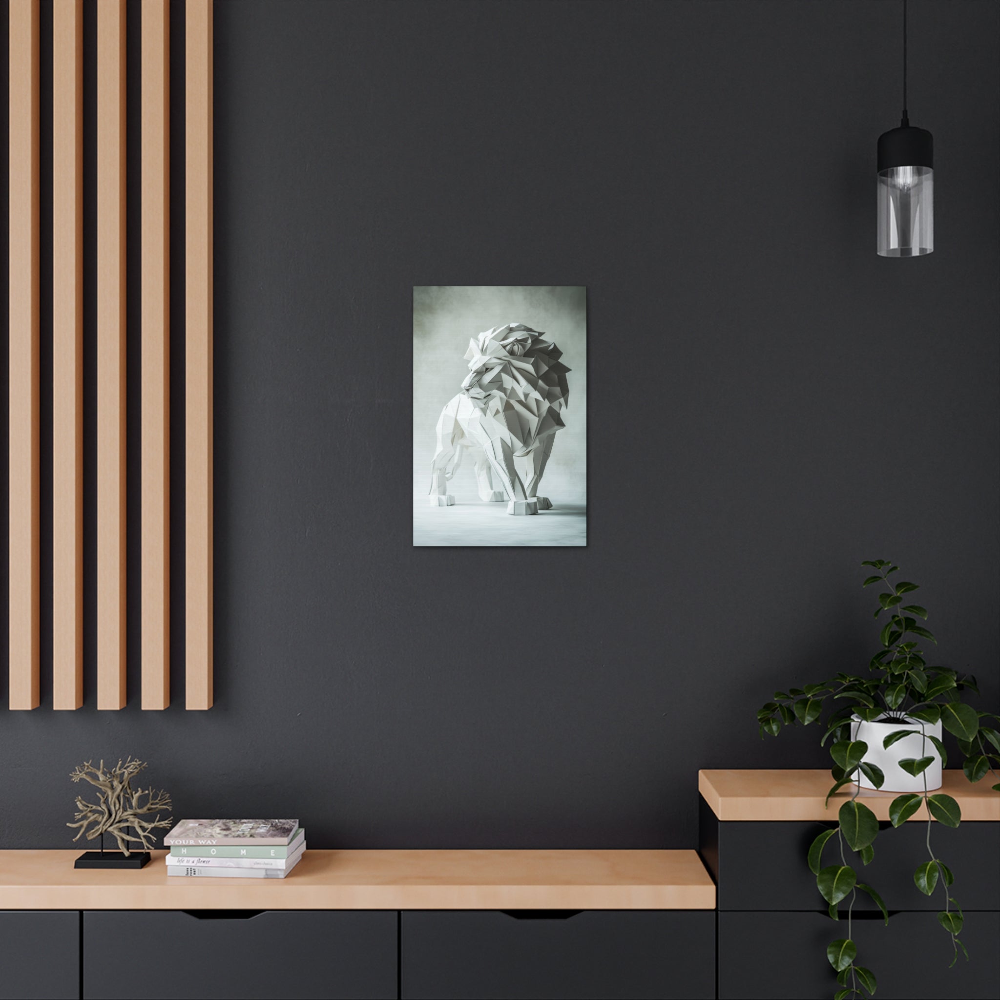 Folded Lion Canvas Wall Art - SynthFrame