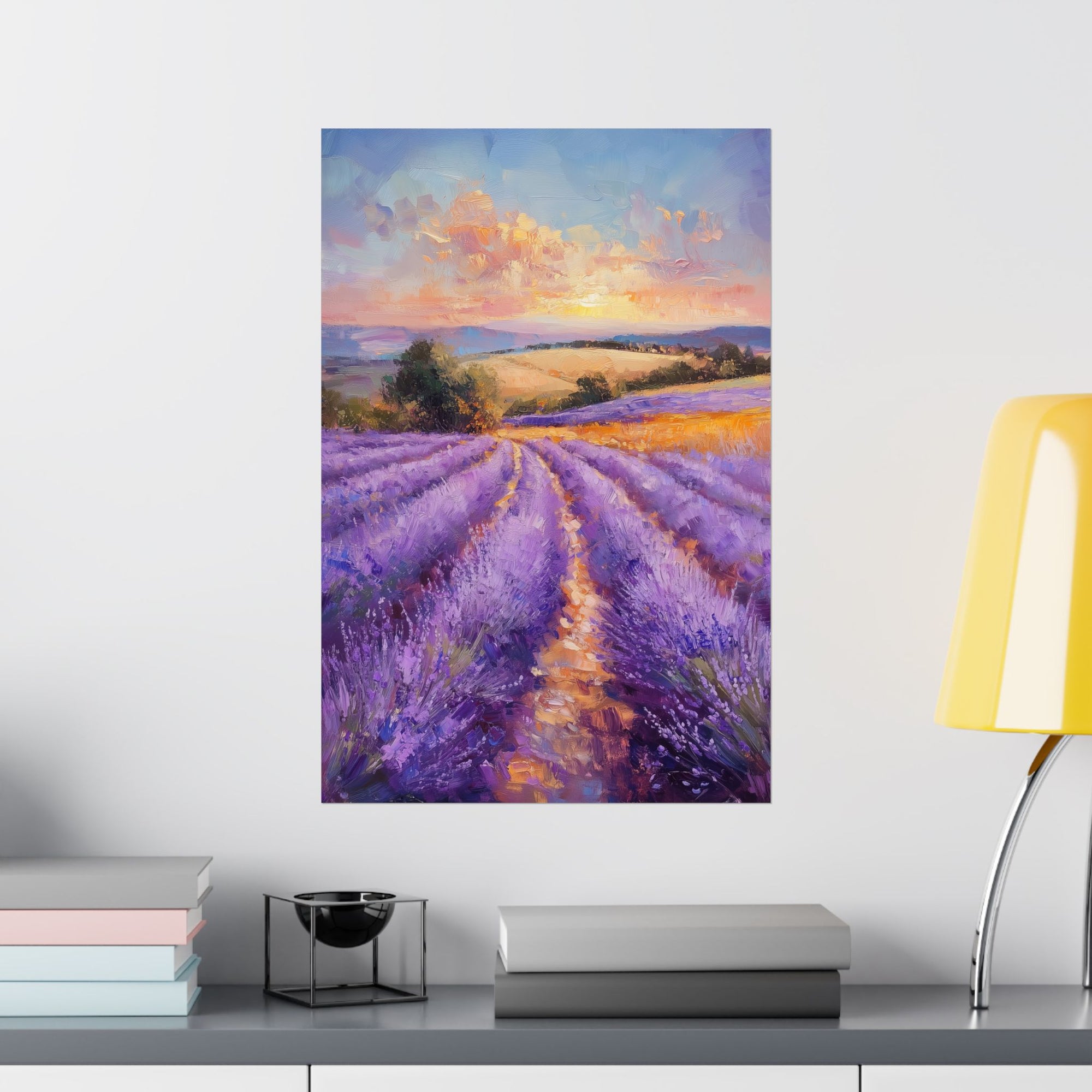 Impressionist Lavender Fields Poster Wall Art - SynthFrame