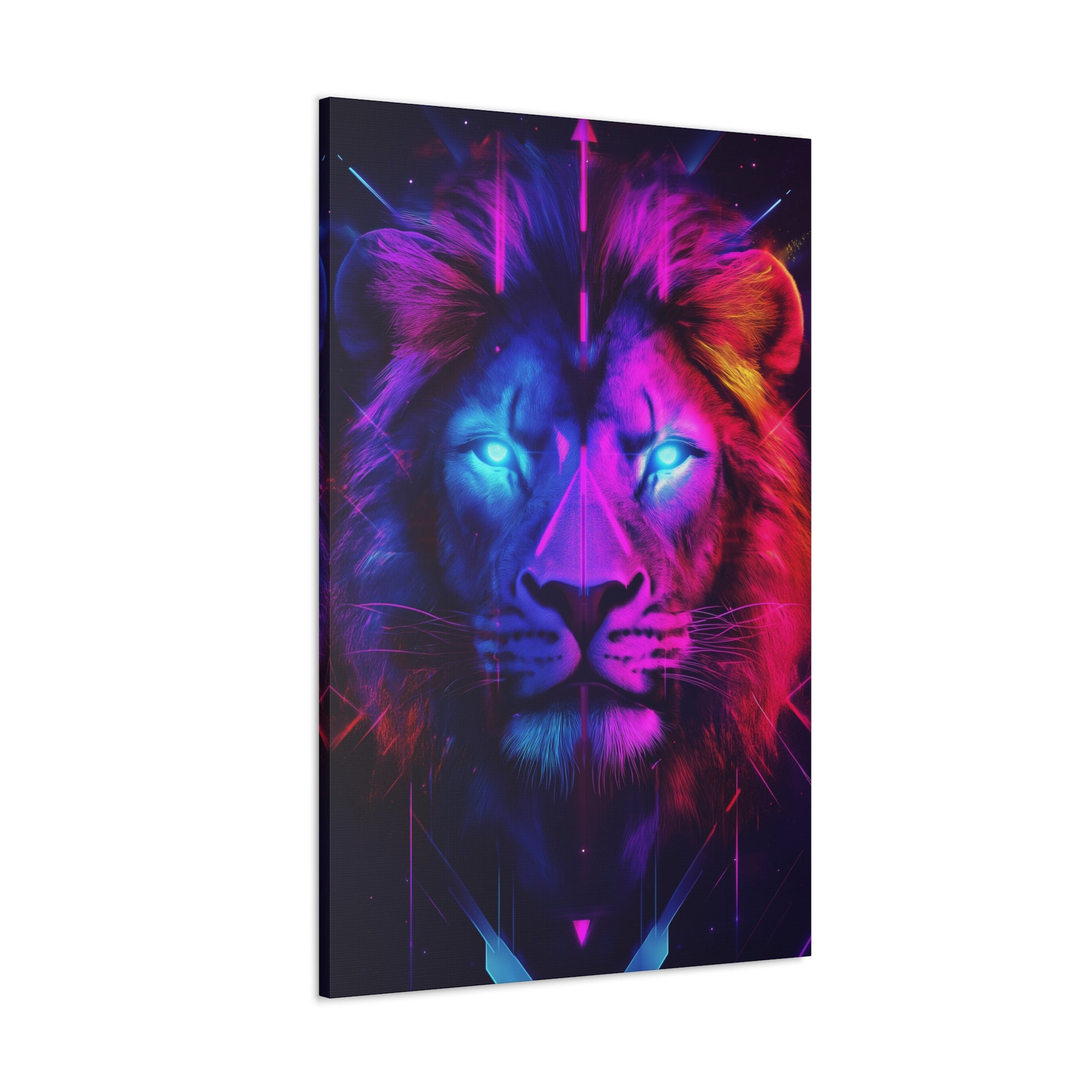 Neon Lion Canvas Wall Art - SynthFrame