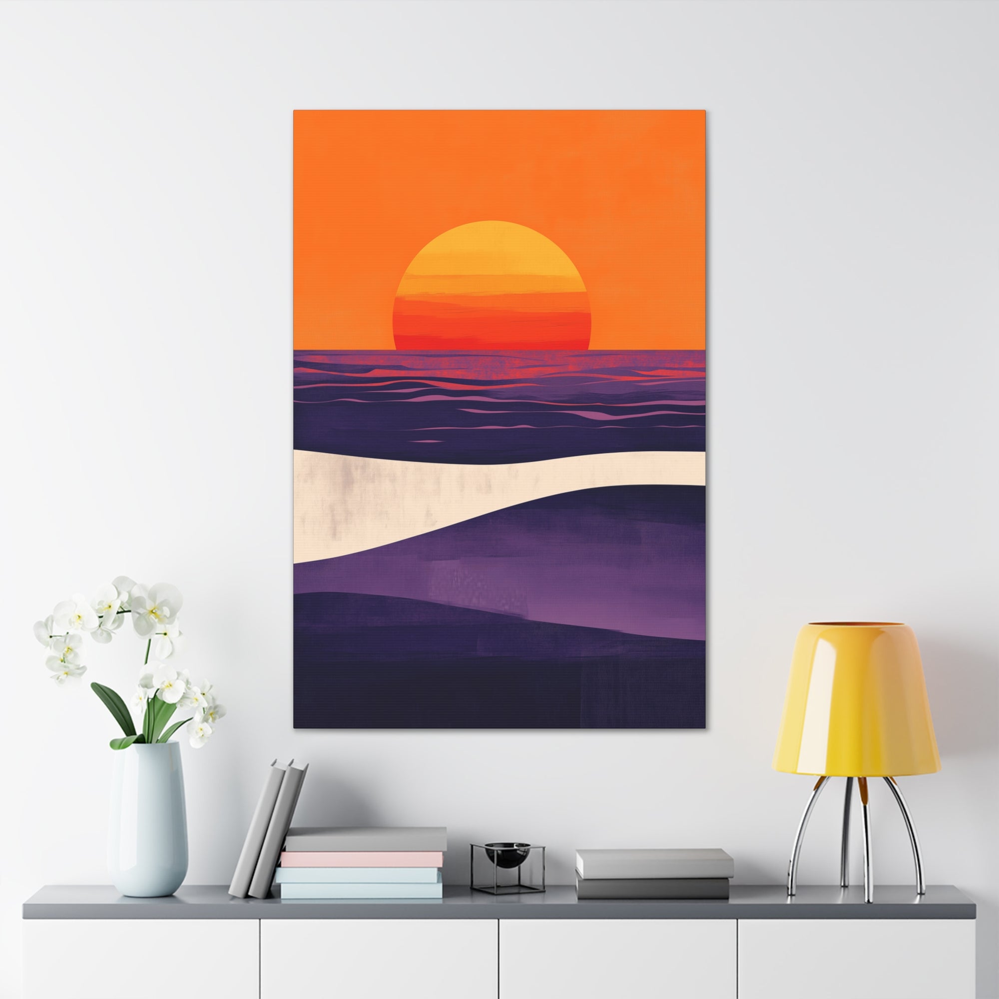 Abstract Coastal Sunset Canvas Wall Art - SynthFrame