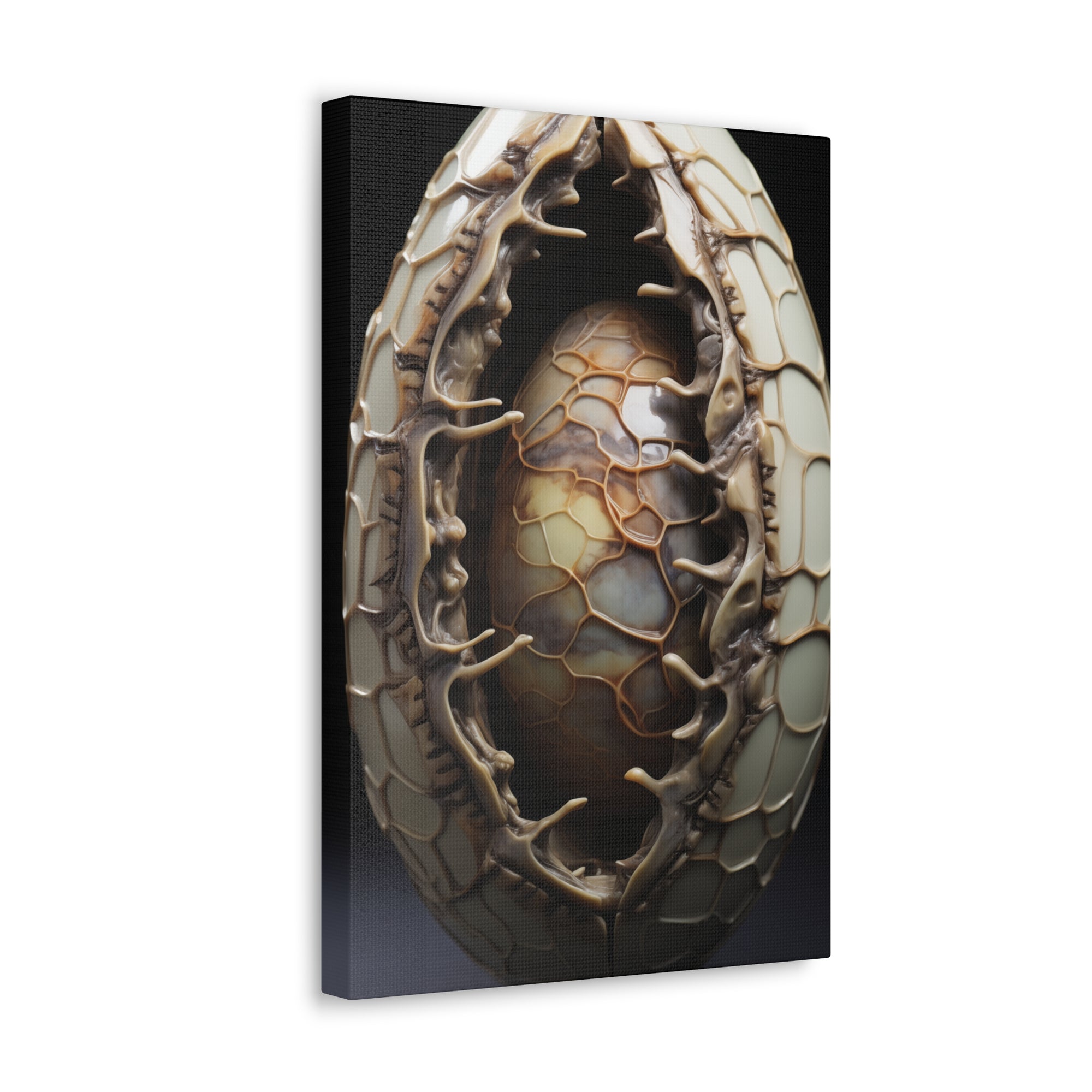 White Alien Egg 9 Canvas Wall Art - SynthFrame