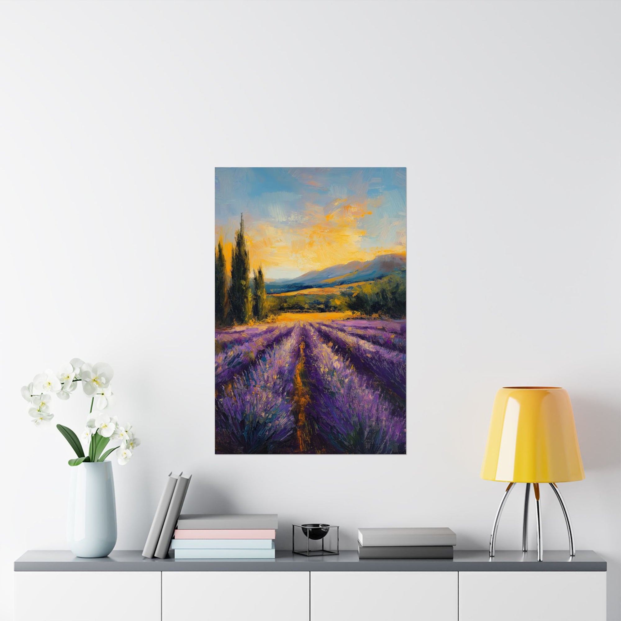 Impressionist Lavender Fields Poster Wall Art - SynthFrame