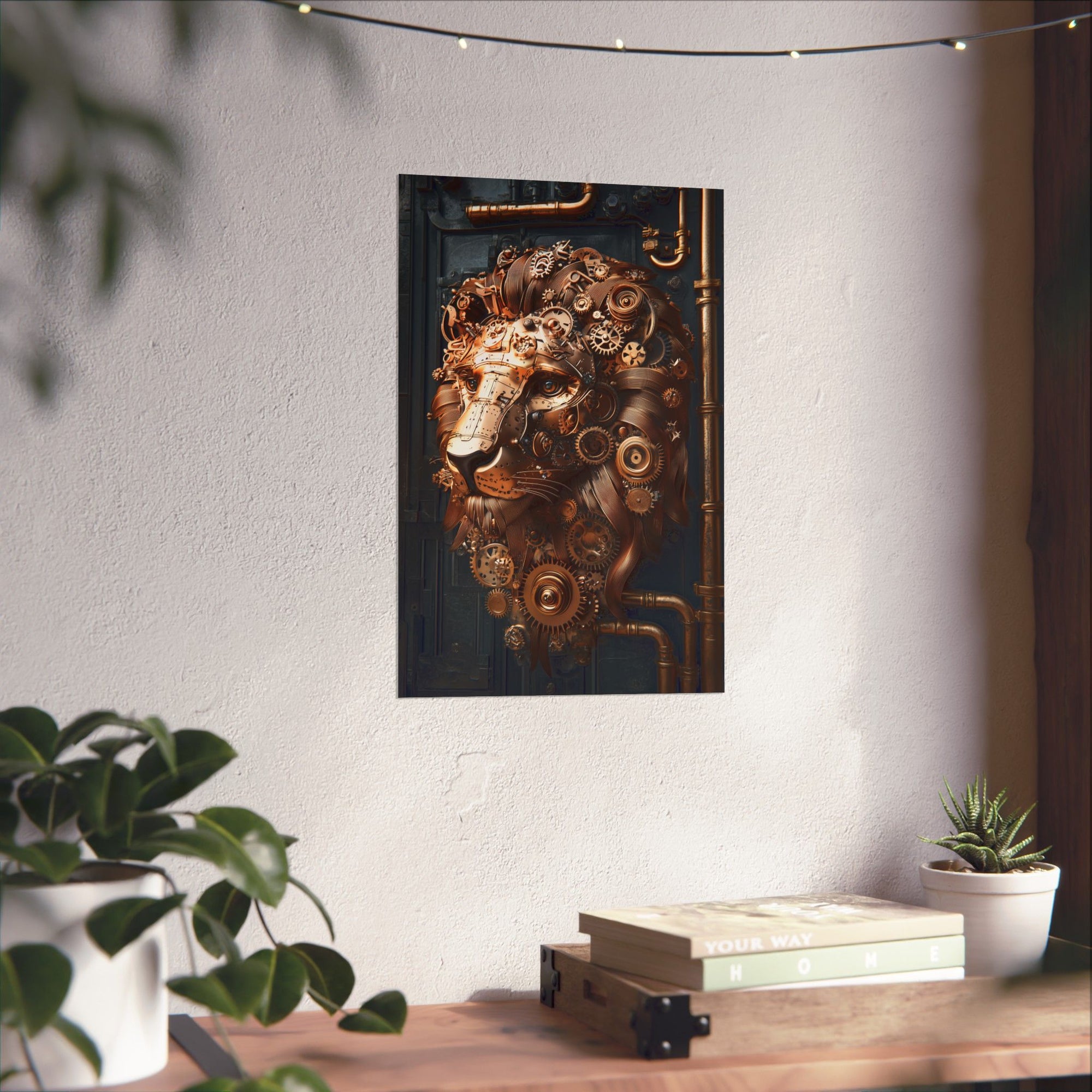 Steampunk Lion: Mechanical Marvel Poster