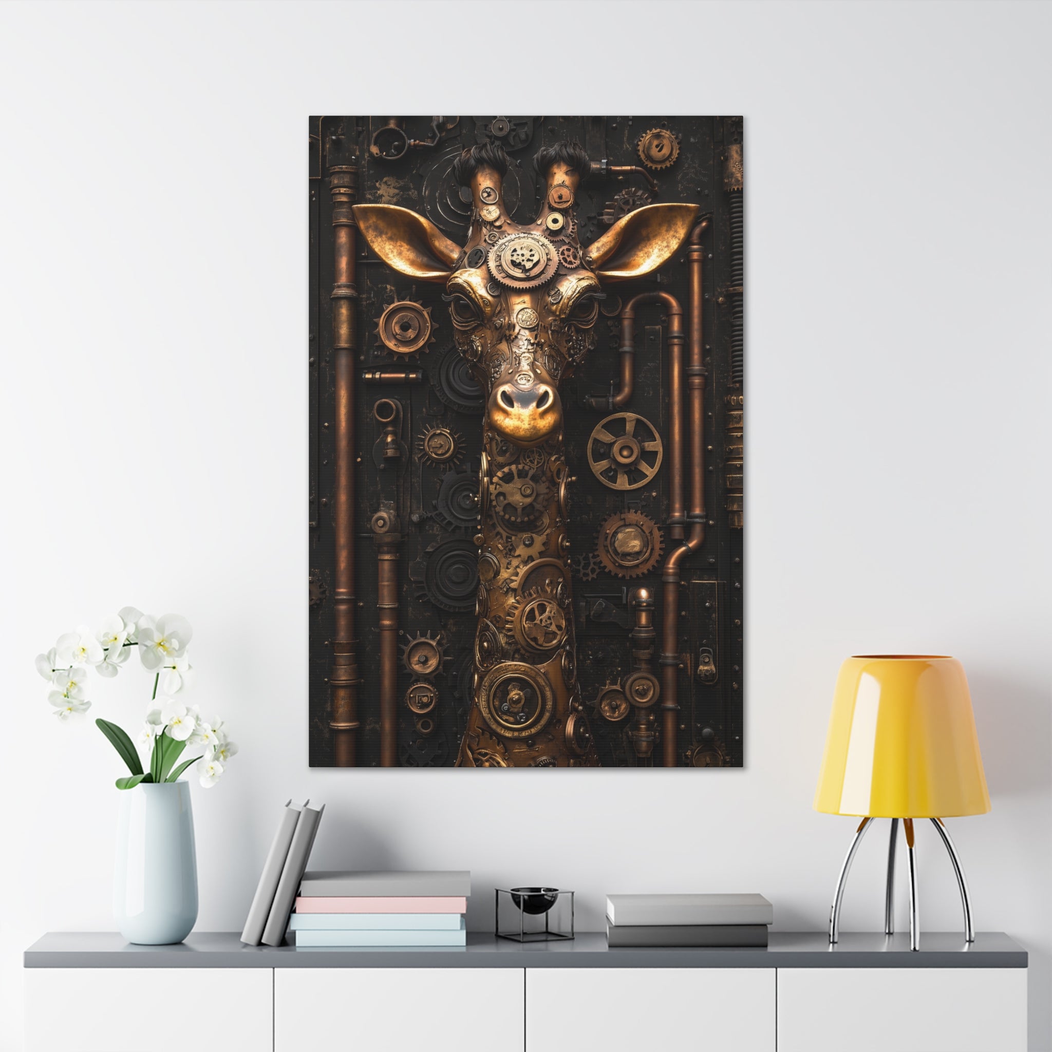 Steampunk Giraffe Canvas Wall Art - SynthFrame