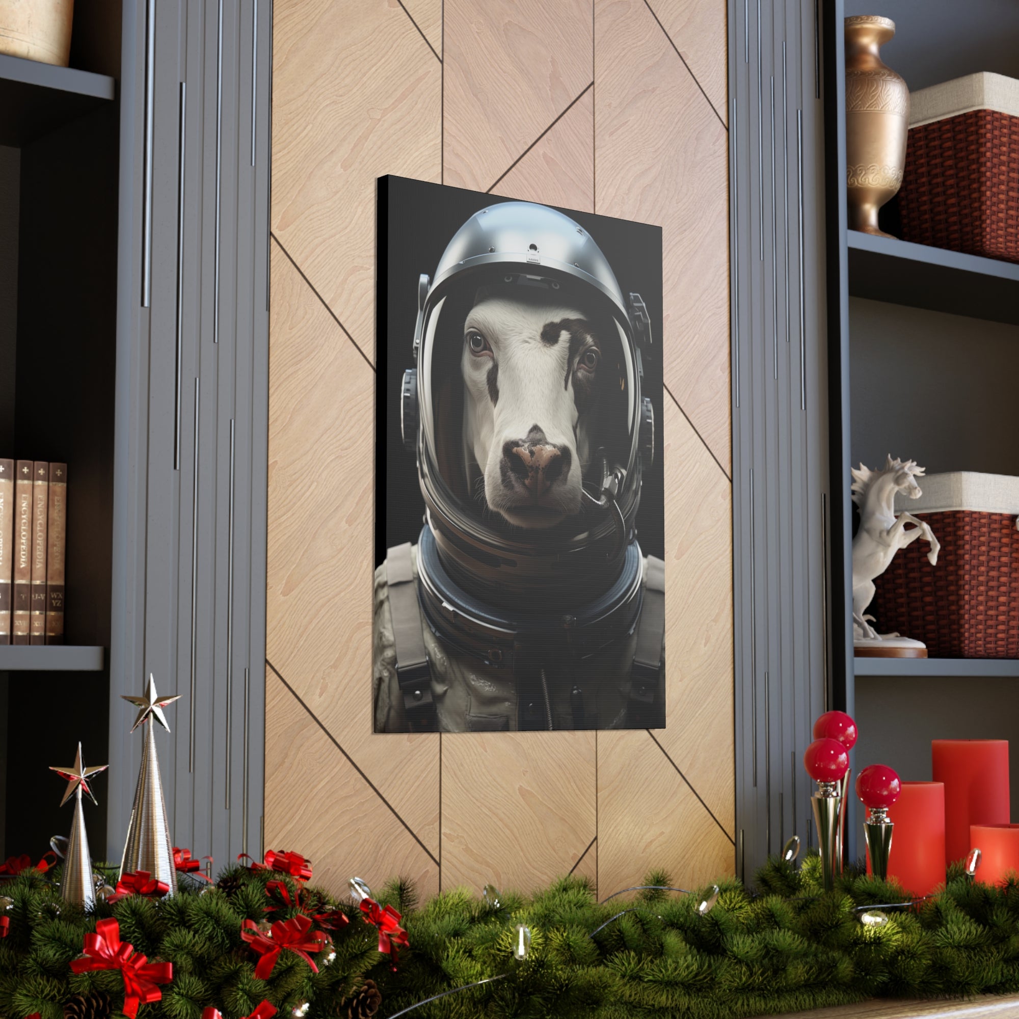 AstroCow 1 Canvas Wall Art - SynthFrame