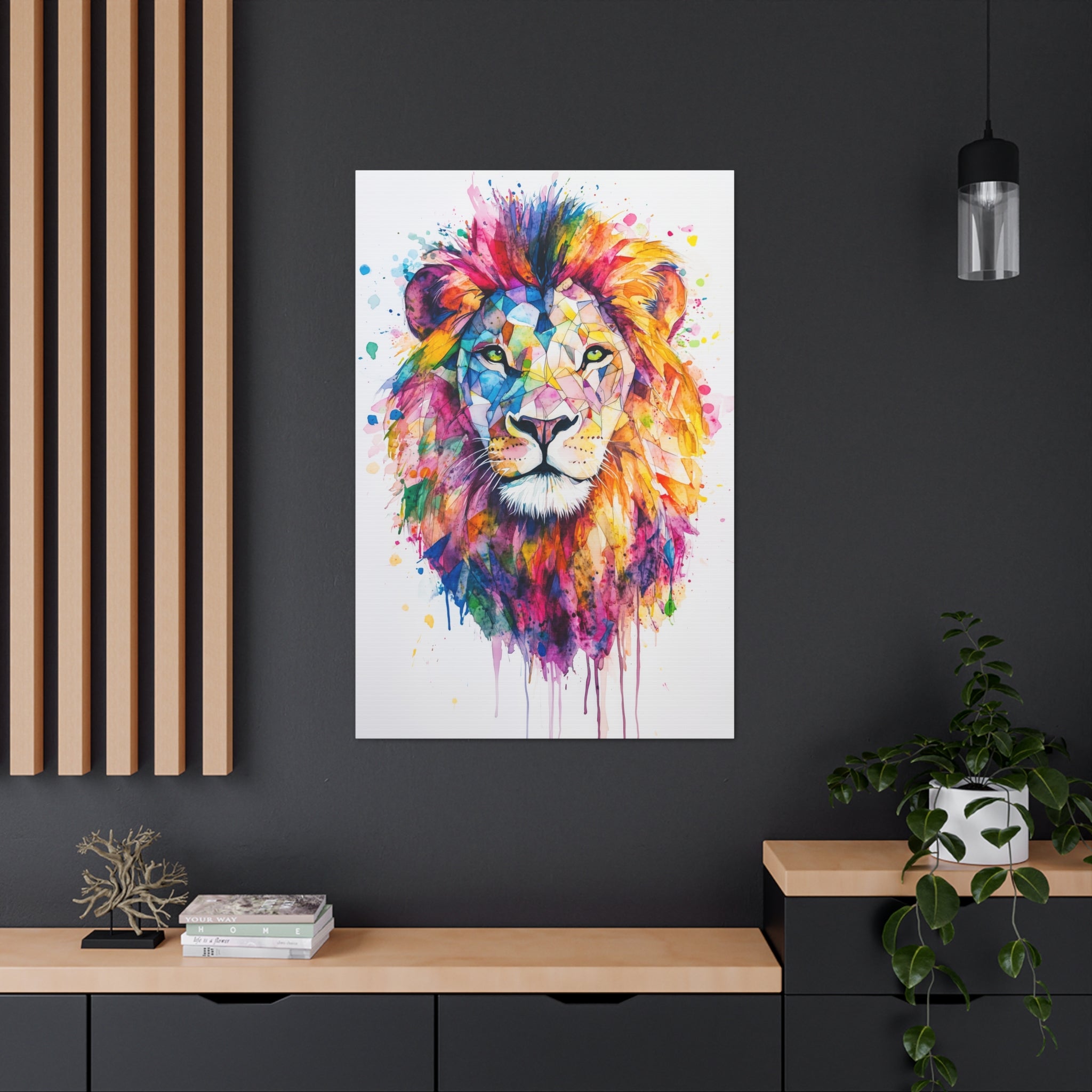 Watercolor Lion Canvas Wall Art - SynthFrame