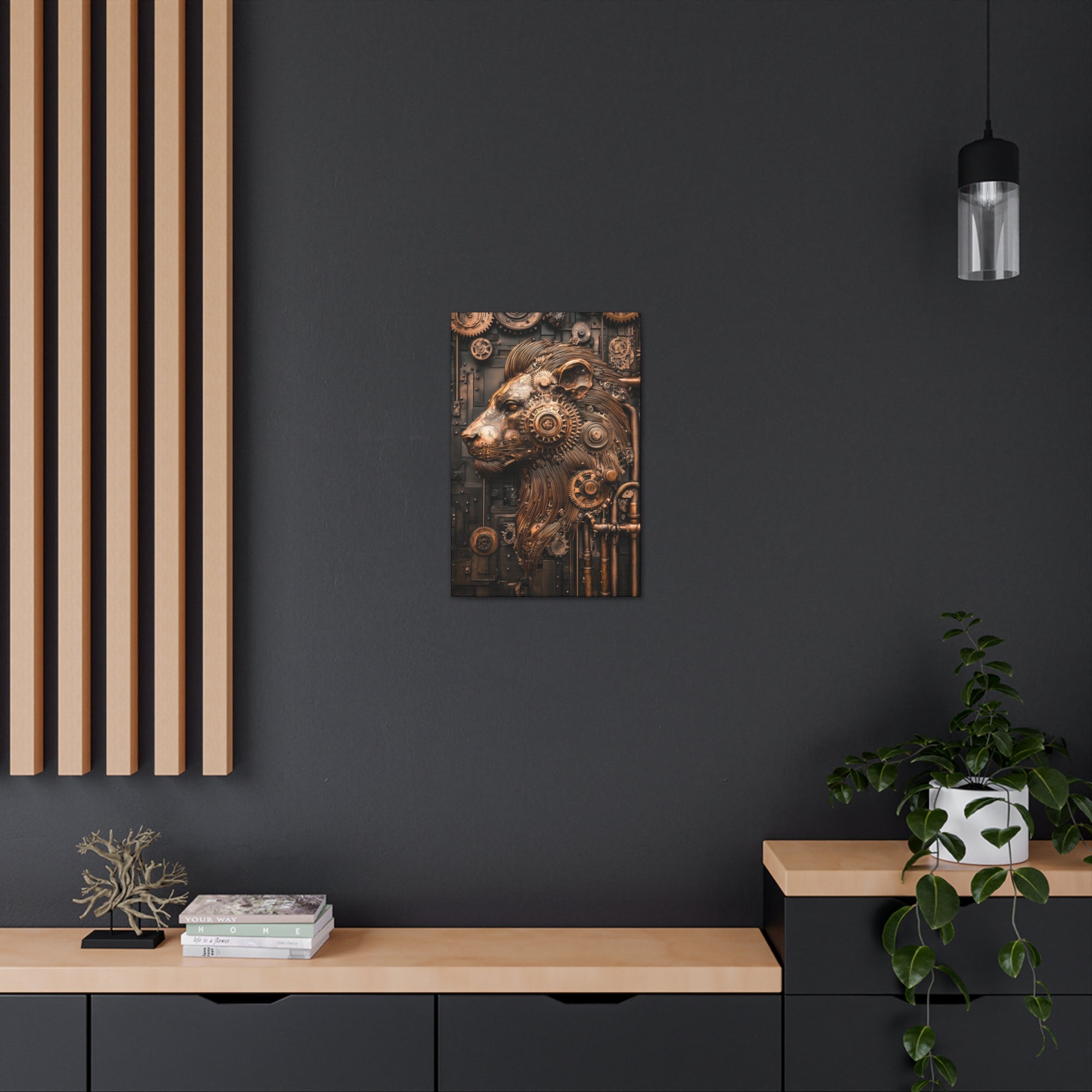 Steampunk Lion Canvas Wall Art - SynthFrame