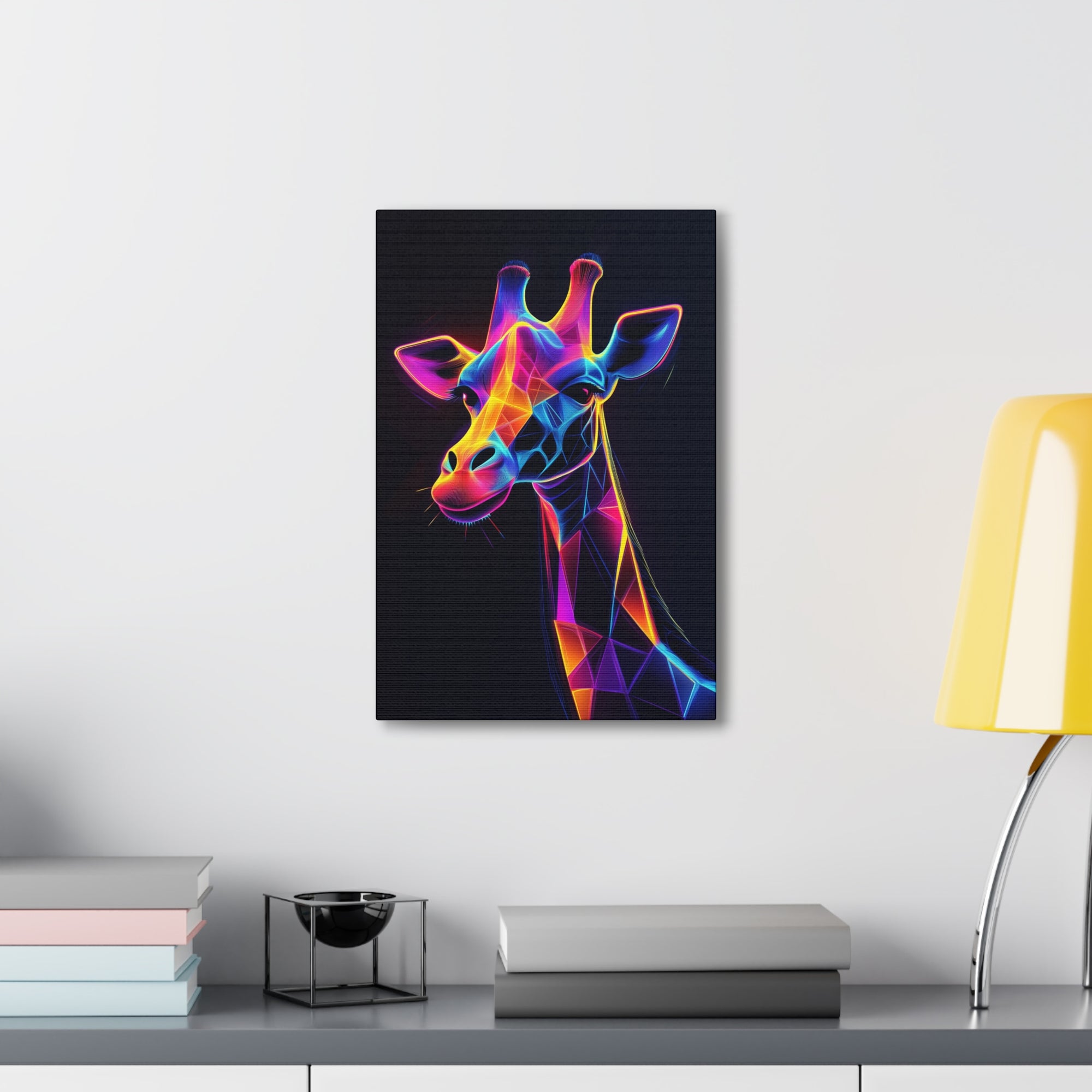 Neon Giraffe Canvas Wall Art - SynthFrame