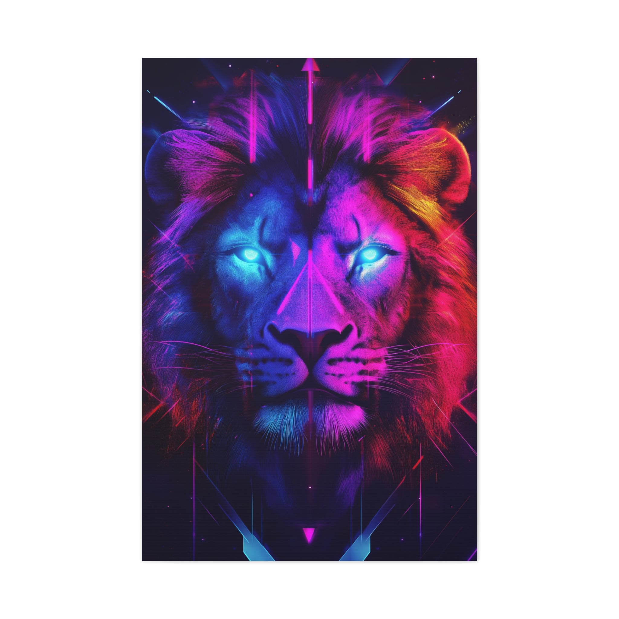 Neon Lion Canvas Wall Art - SynthFrame