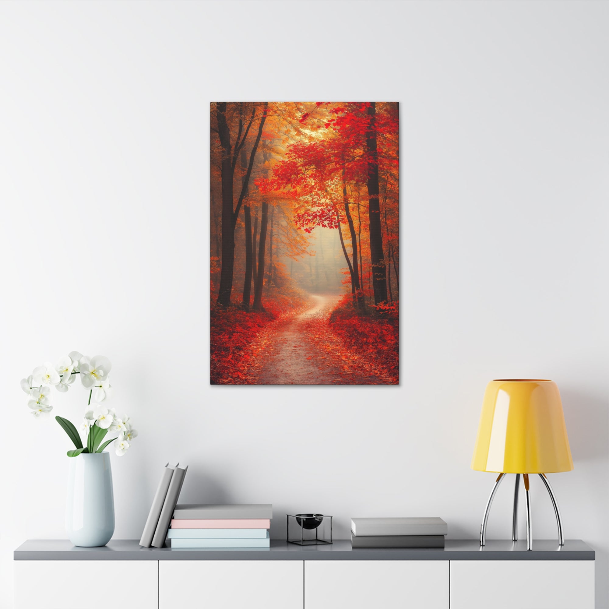 Autumn Forest Path Canvas Wall Art - SynthFrame