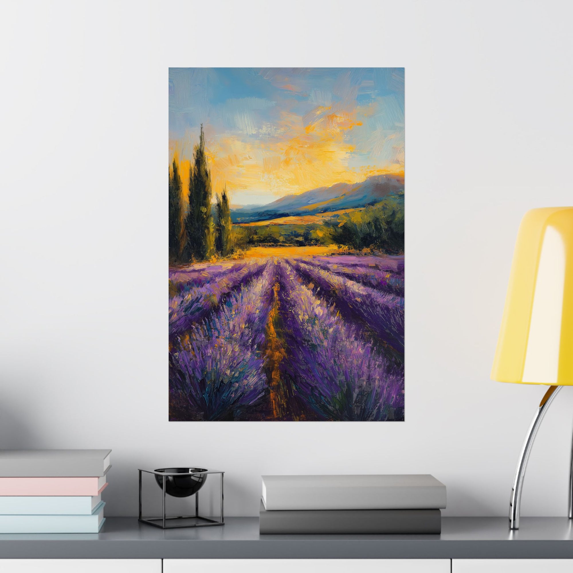 Impressionist Lavender Fields Poster Wall Art - SynthFrame