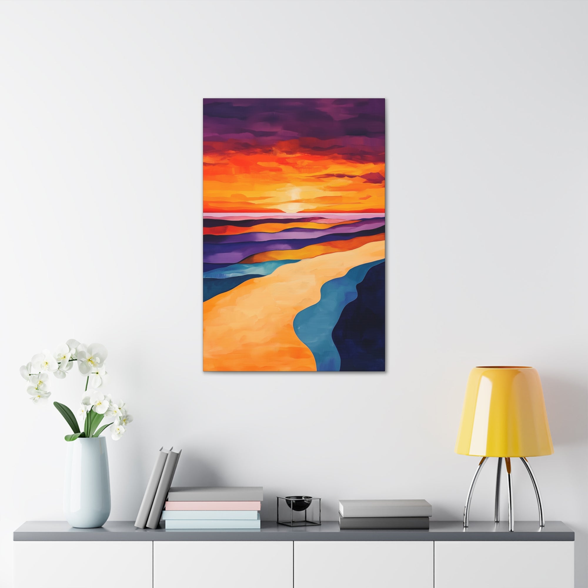 Abstract Coastal Sunset Canvas Wall Art - SynthFrame