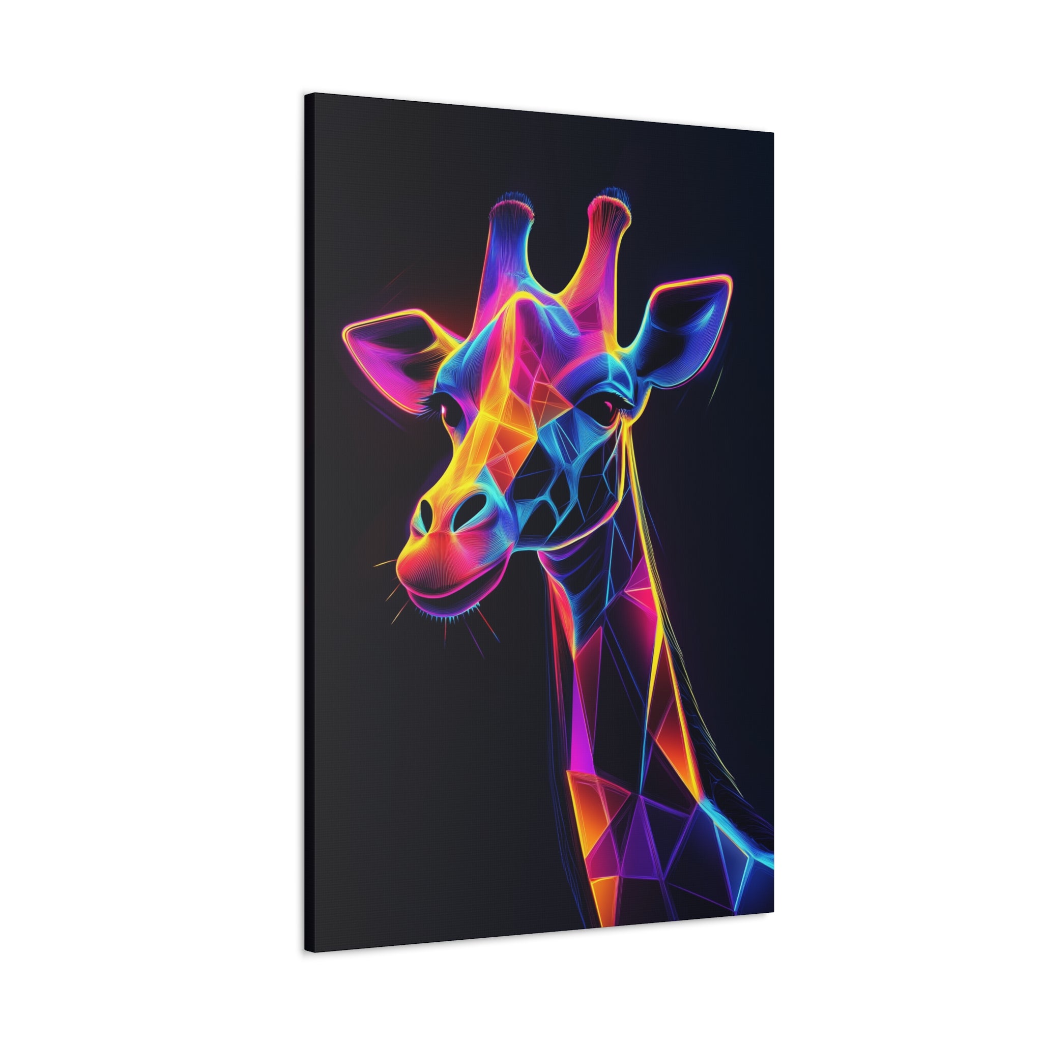 Neon Giraffe Canvas Wall Art - SynthFrame