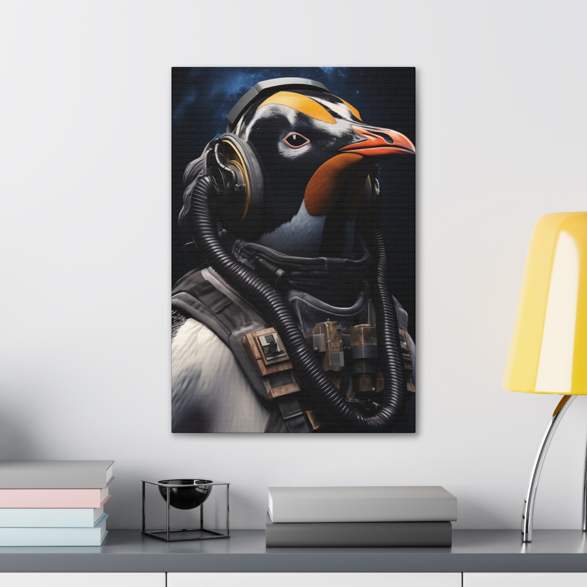 AstroPenguin 2 Canvas Wall Art - SynthFrame