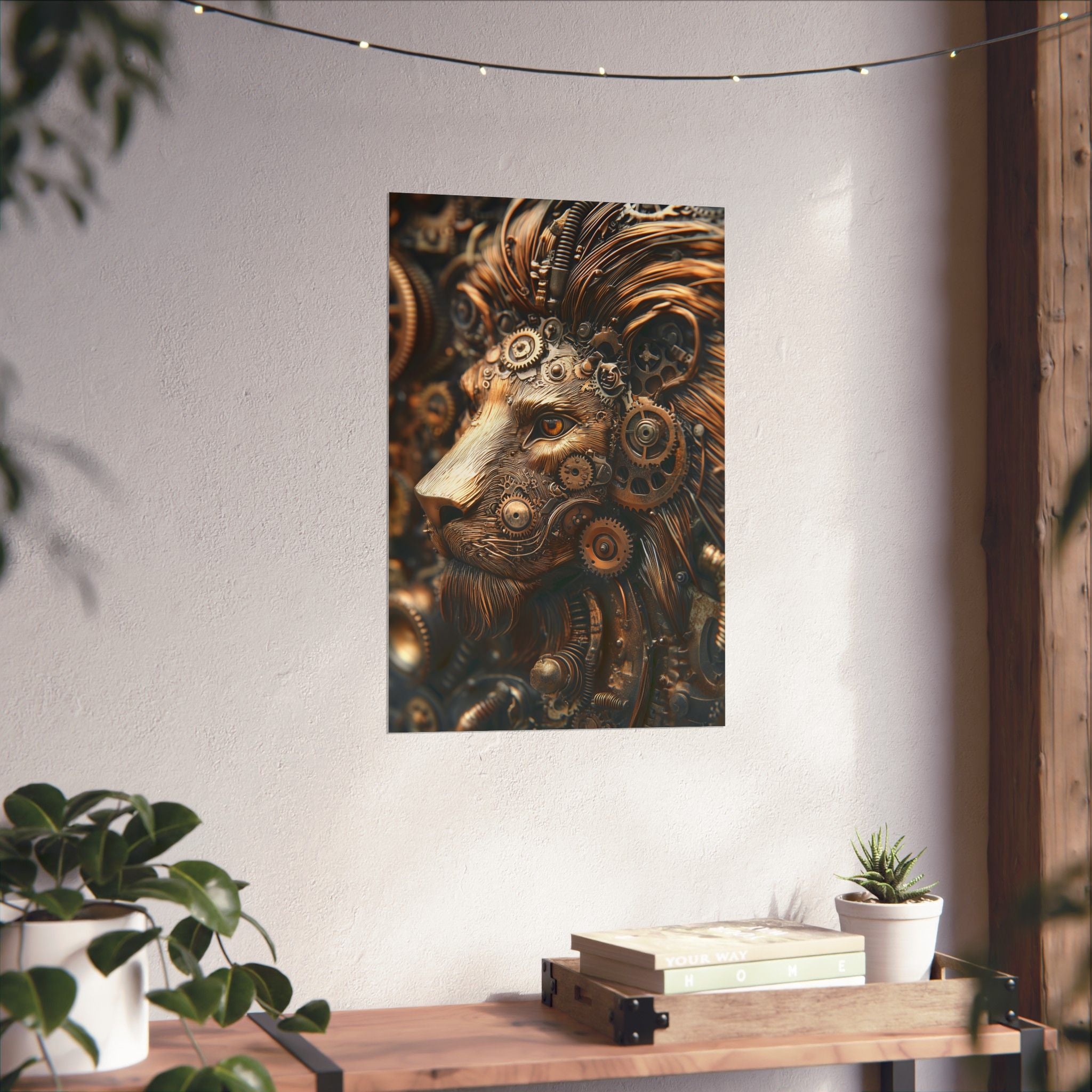 Steampunk Lion: Mechanical Marvel Poster