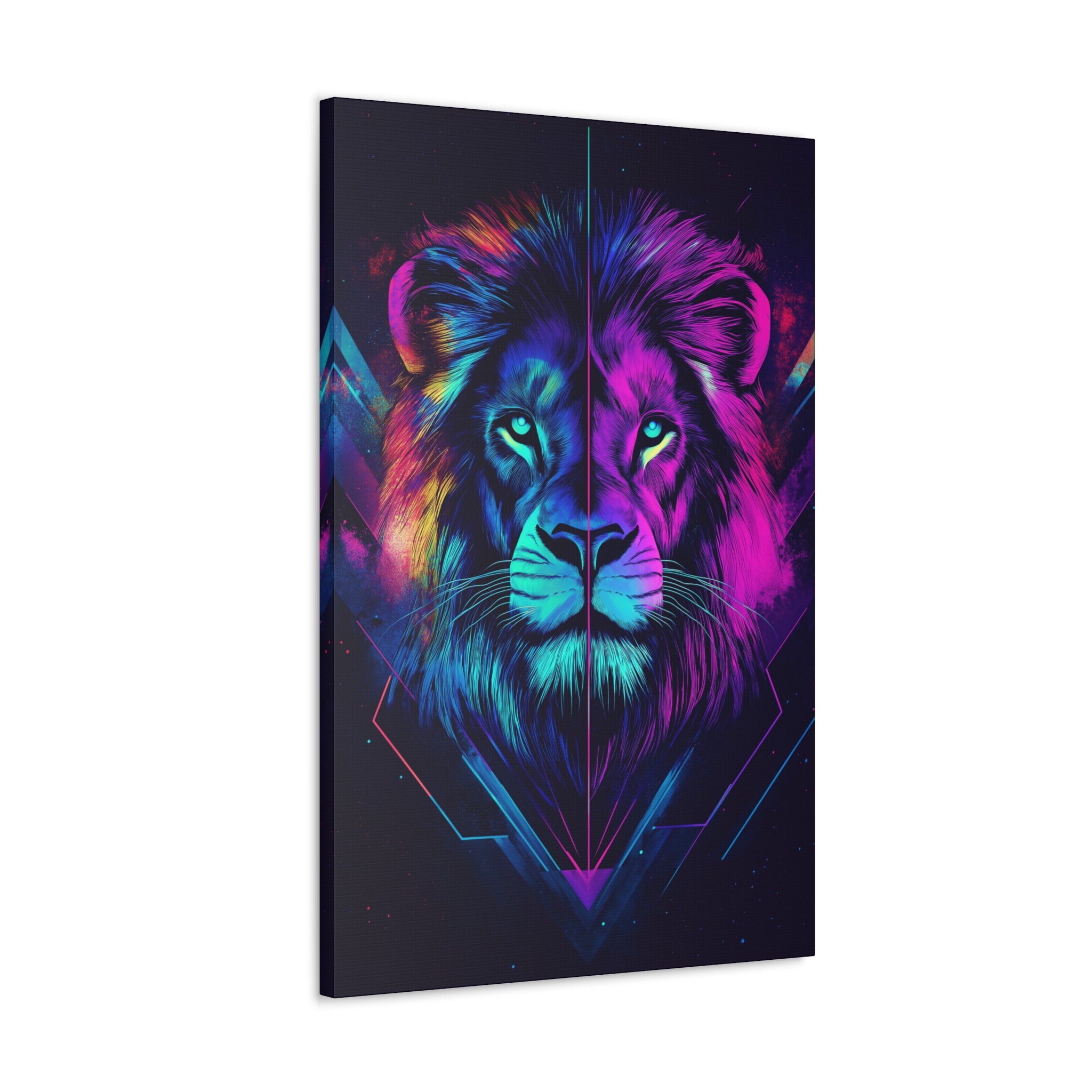 Neon Lion Canvas Wall Art - SynthFrame